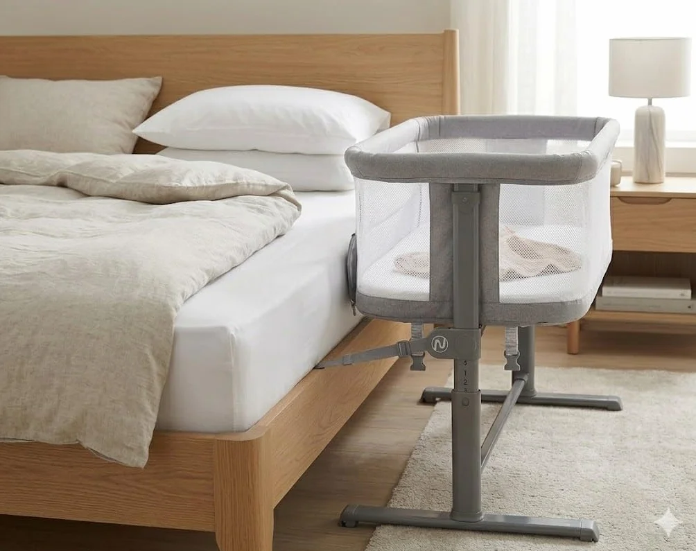 Nania DODI Lit bébé cododo avec matelas, de la naissance à 9kg, réglable en hauteur, ultra léger 6.5 kg