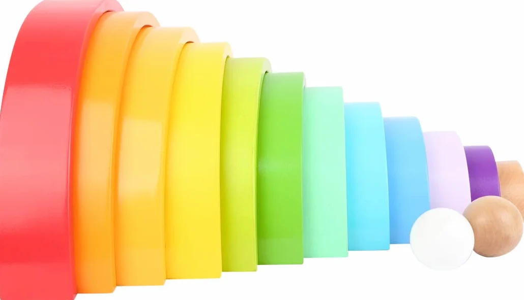 Small Foot Blocs de construction en bois Arc-en-ciel XL, 12 pcs, 2 boules