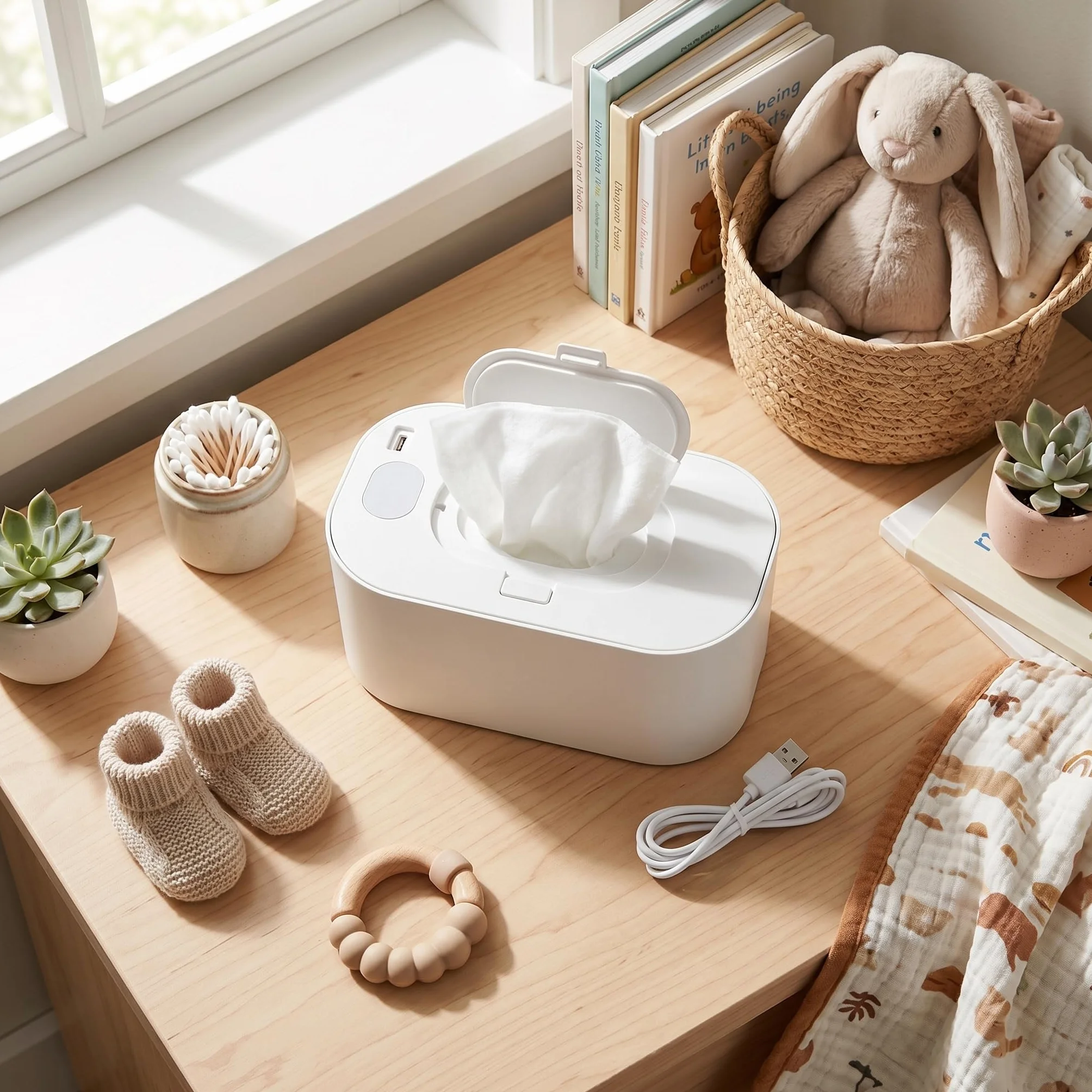 Chauffe-lingettes pour Bébé Yosoo Health Gear, Distributeur de Lingettes Humides à Température Constante, Blanc