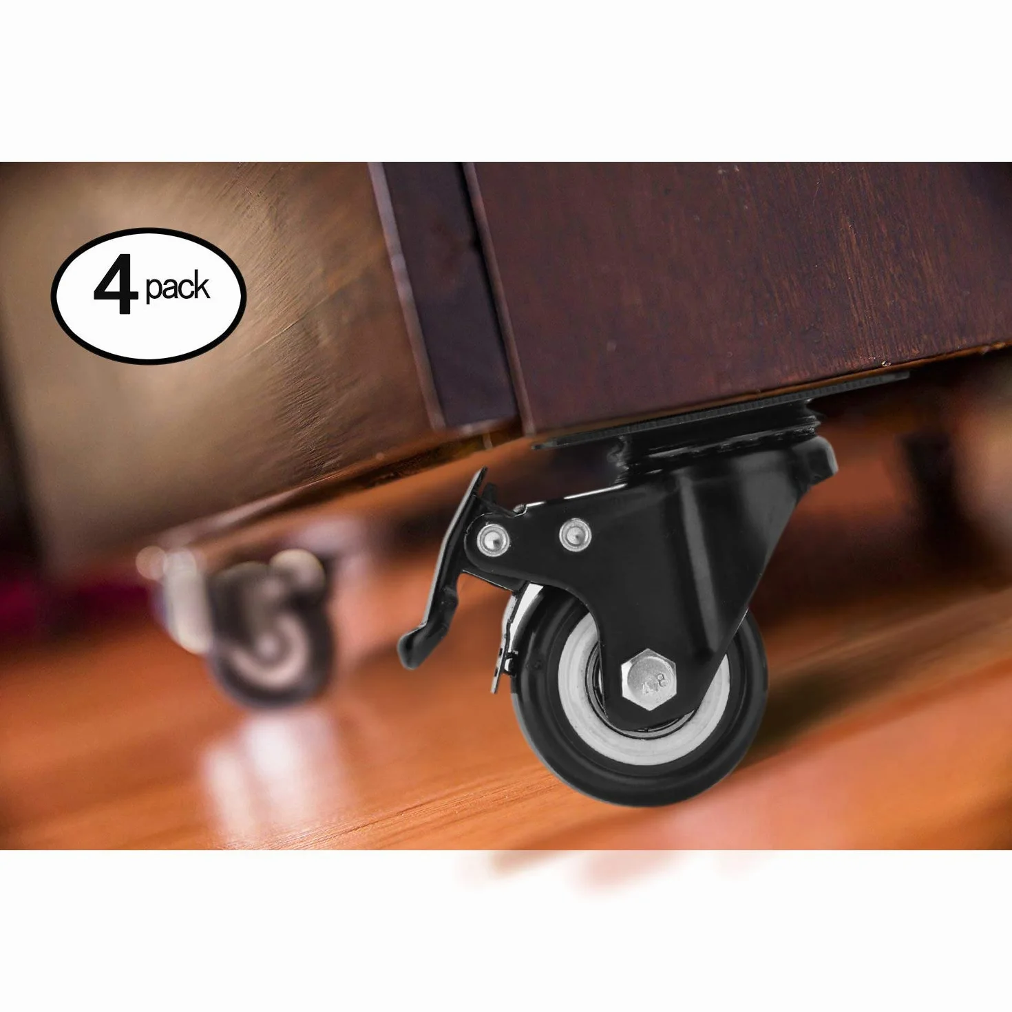 Roulettes Pivotantes avec Frein pour Meubles Charge Lourde 50mm 270KG Roue en Caoutchouc