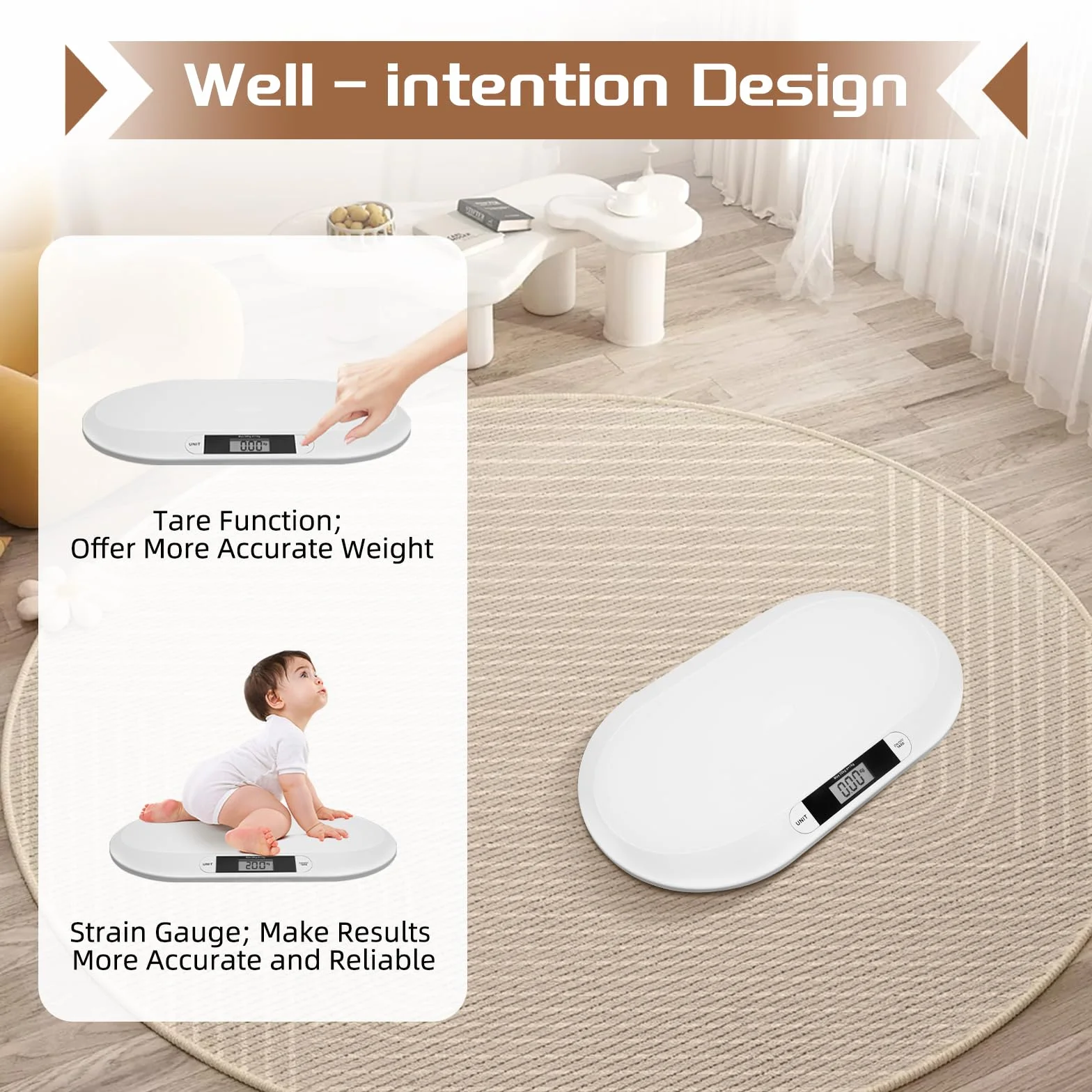 Balance pour bébé numérique 20 kg affichage LCD fonction tare 3 unités