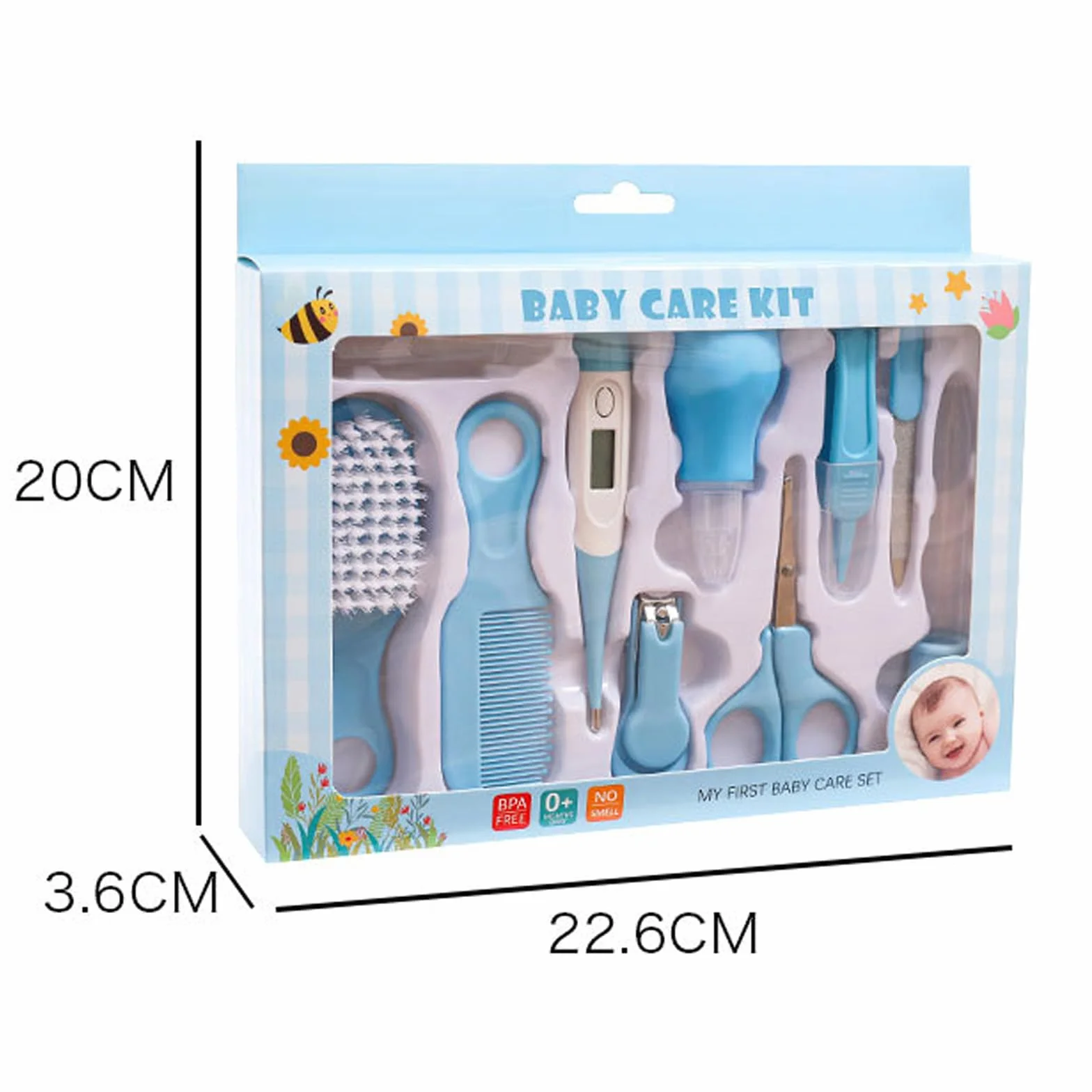 Liemuao Trousse de Soin Bébé Naissance 10 Pièces, Kit Toilettage Bébé avec Thermomètre Digital, Brosse, Peigne, Lime, Mouche Bébé, Rose