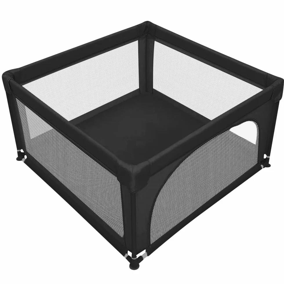 Parc Enfant Modulable Antidérapante 120x120x66 cm Noir