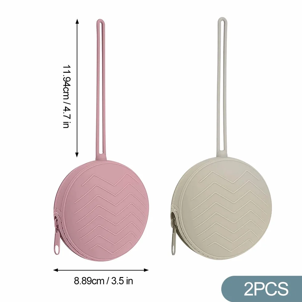 Mizikuu Boîte à Tétine Bébé Silicone, 2 Pièces Étui Porte-Sucette Sans BPA, Gris, Brun