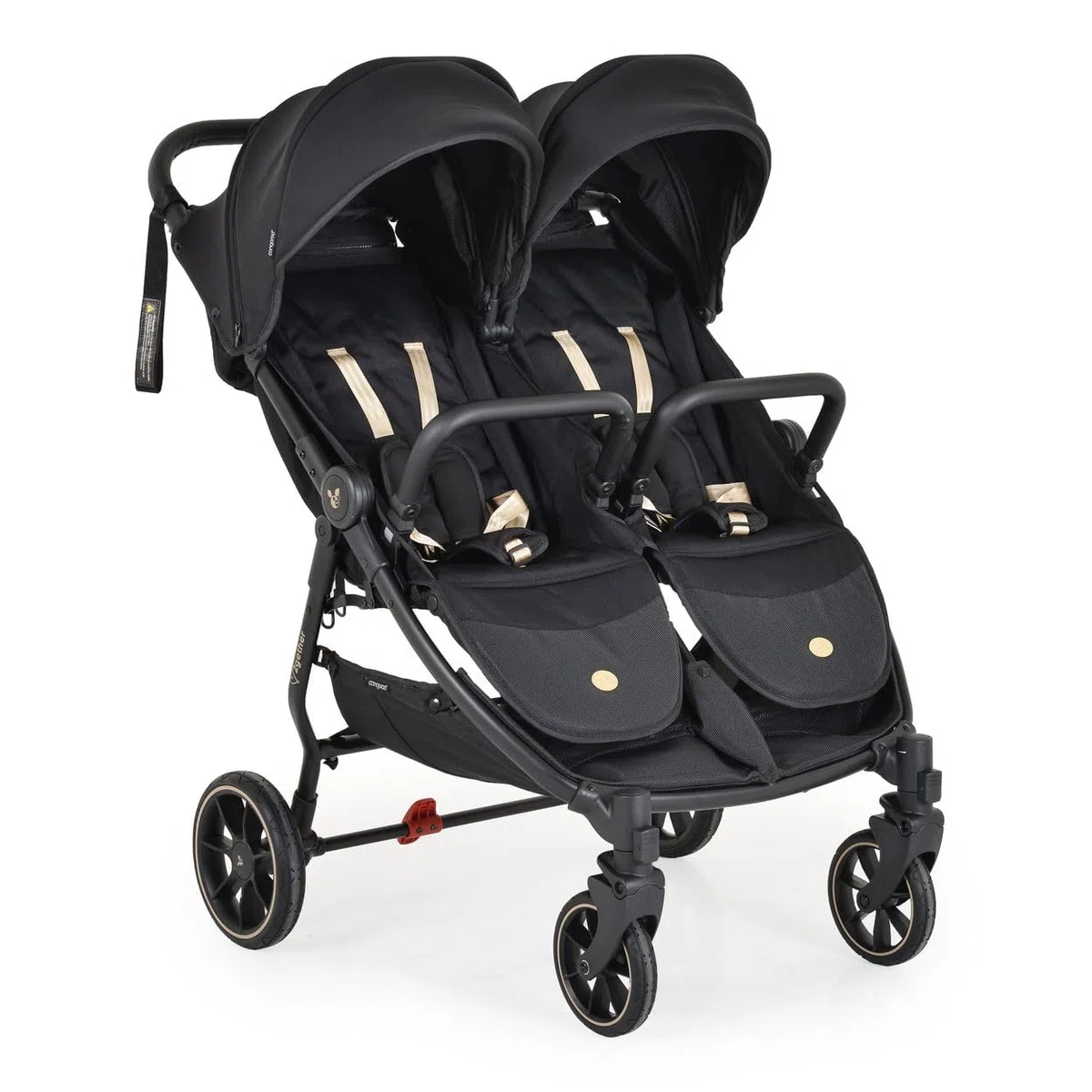 Cangaroo poussette jumelle 2Gether, couvre-pieds, cadre aluminium, pliable, coloris:noires