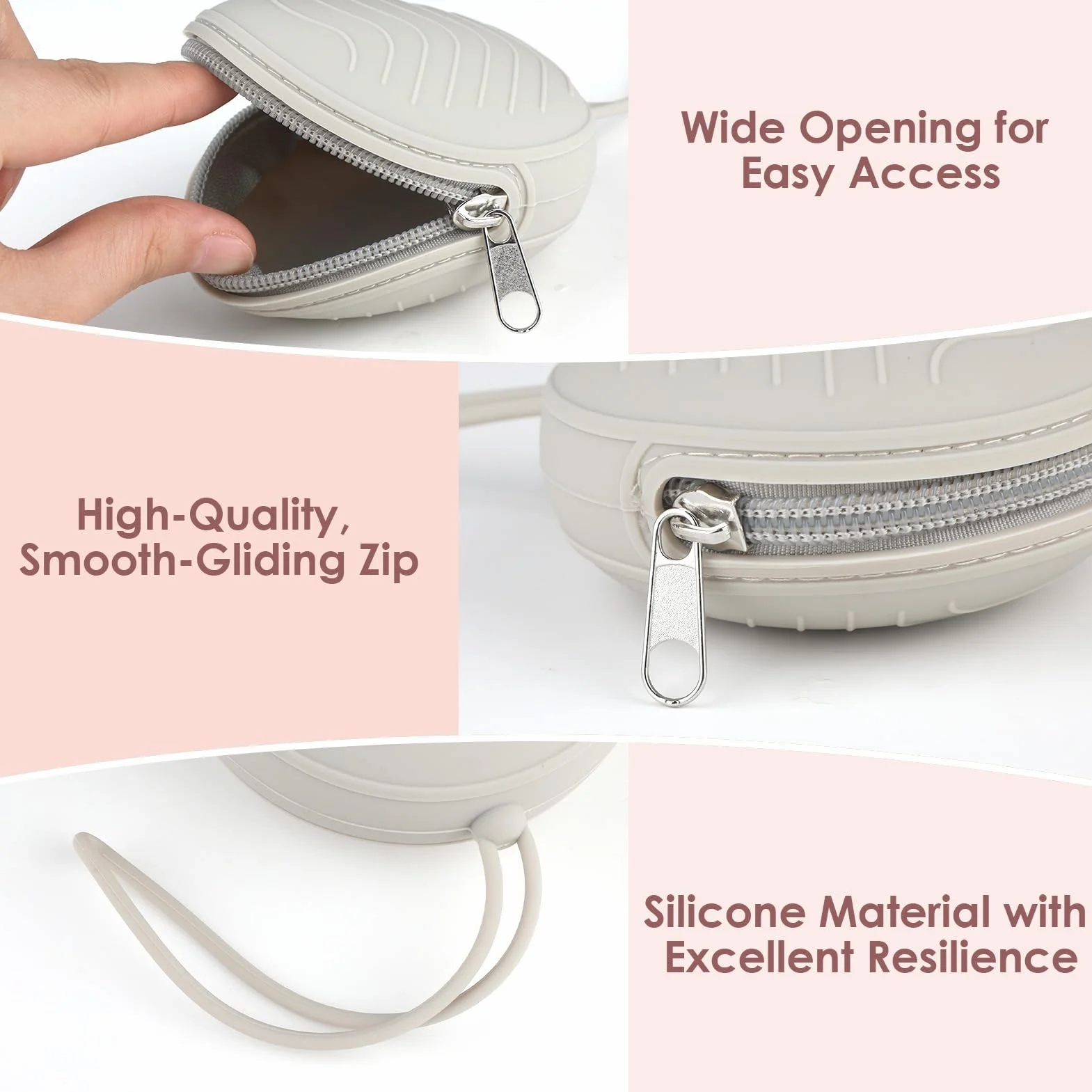 Silicone Boîte à Tétine Sans BPA 2 Pièces, Boîte de Rangement Étanche Portable pour Suceur Bébé Gris Rose