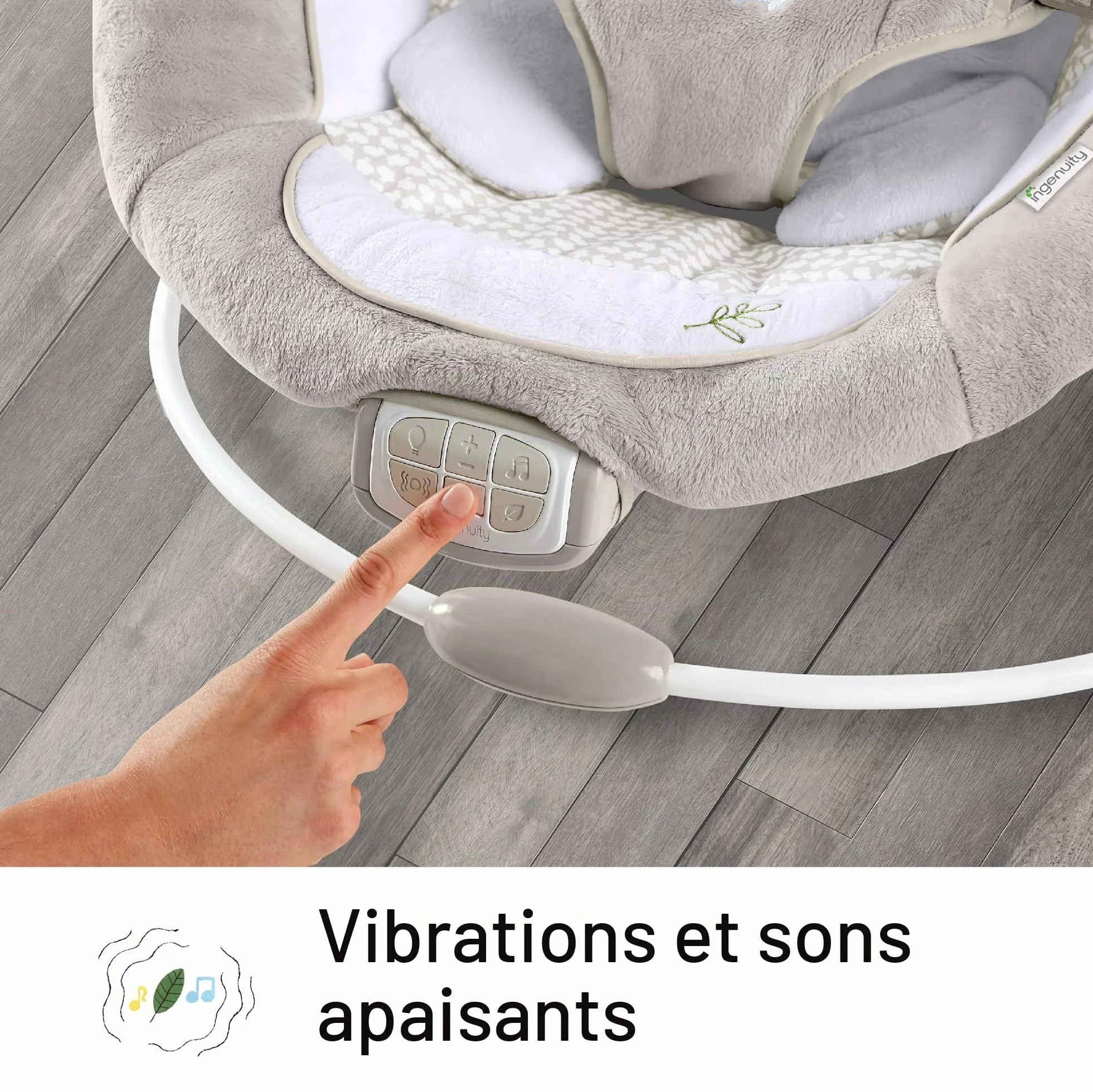 Ingenuity Transat et Siège Sauteur Twinkle Tails 7 Mélodies Vibrations Apaisantes Arche Lumière Jeu Amovible 2 Jouets D’Activités Ultra-Doux Dès Naissance 9 kg