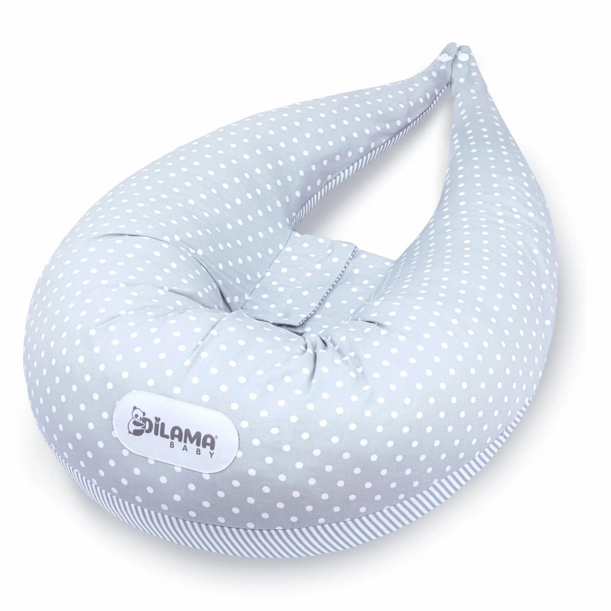 Dilamababy Coussin de Grossesse et d’Allaitement en Flocons de Mousse Mémoire et Boules de Fibre – Oreiller de Maternité Ergonomique – Housse Coton Amovible