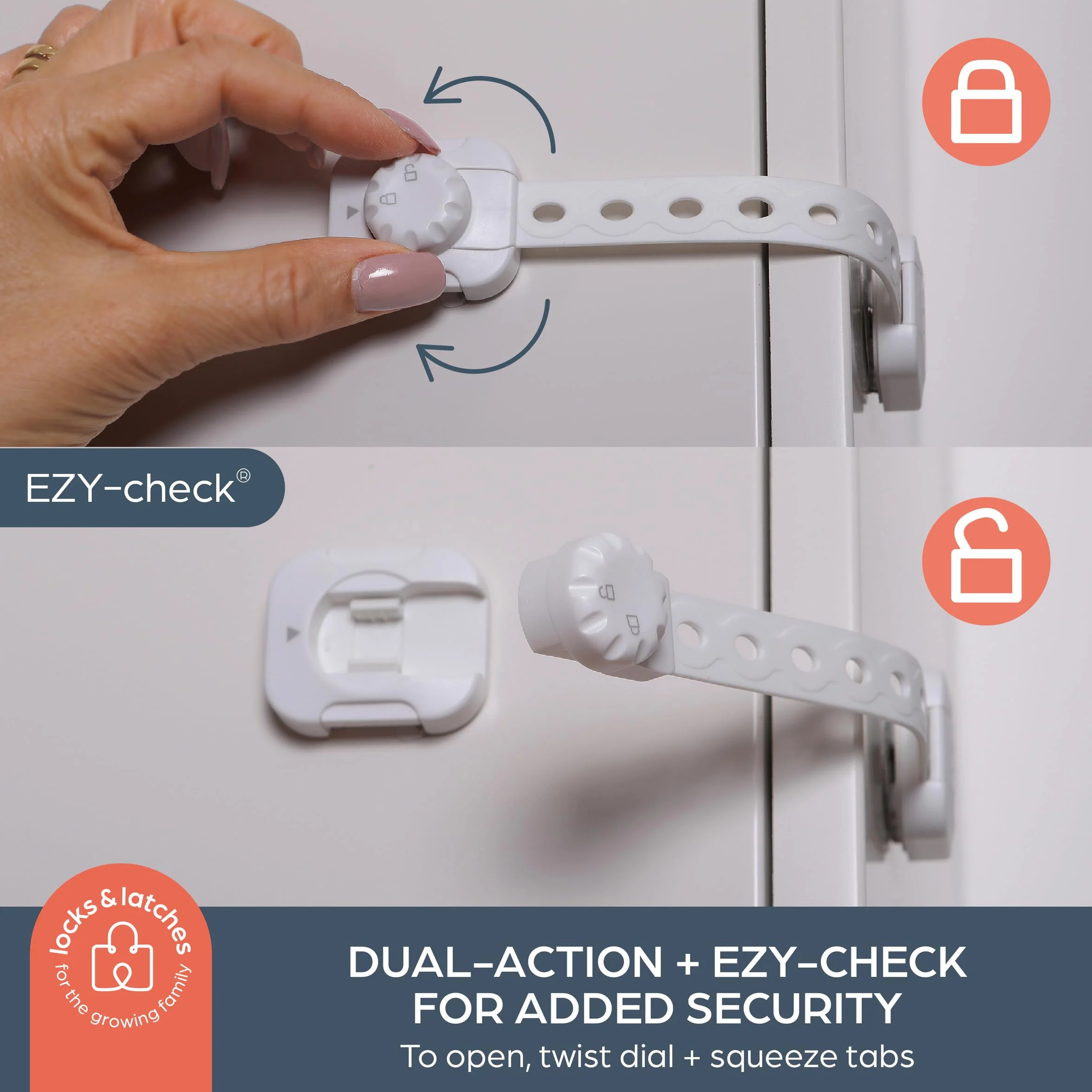 Dreambaby Twist 'N Lock G1435 Lot de 6 verrous de sécurité pour enfants Blanc