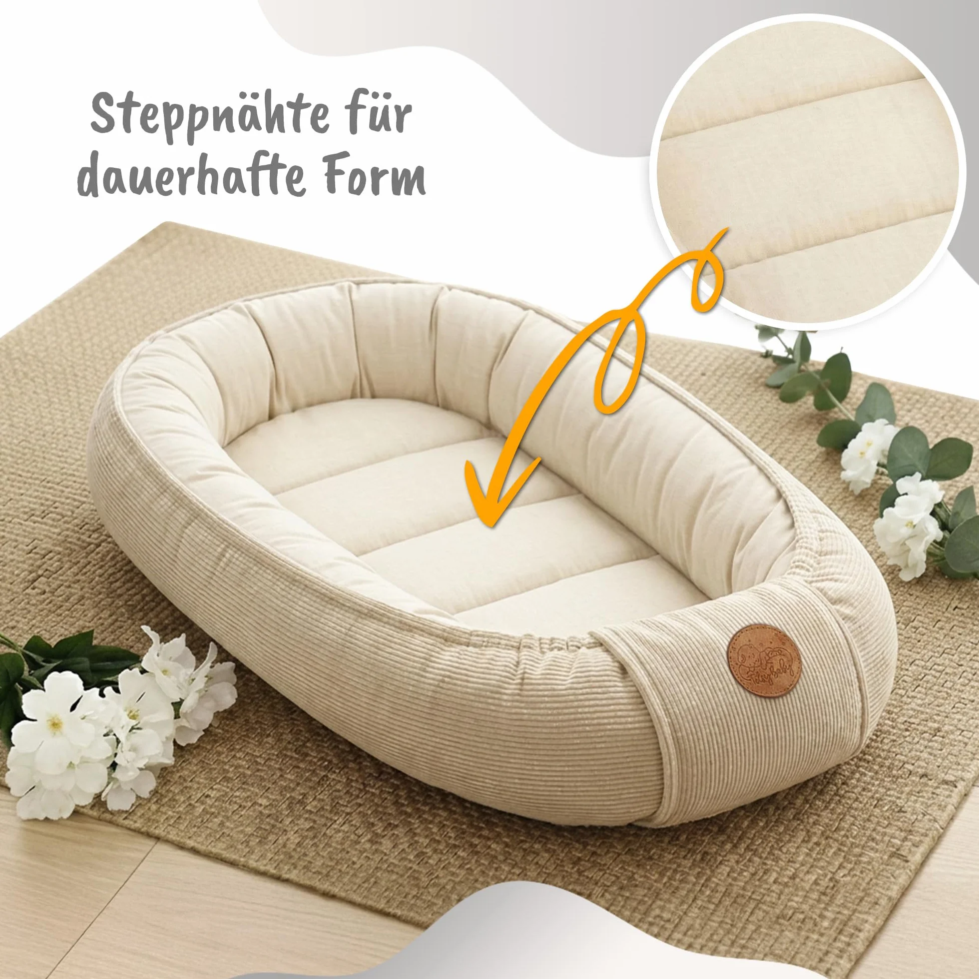Totsy Baby Couffin Cocon Nid Bébé Réducteur de Lit Babynest Portable Beige Velours côtelé