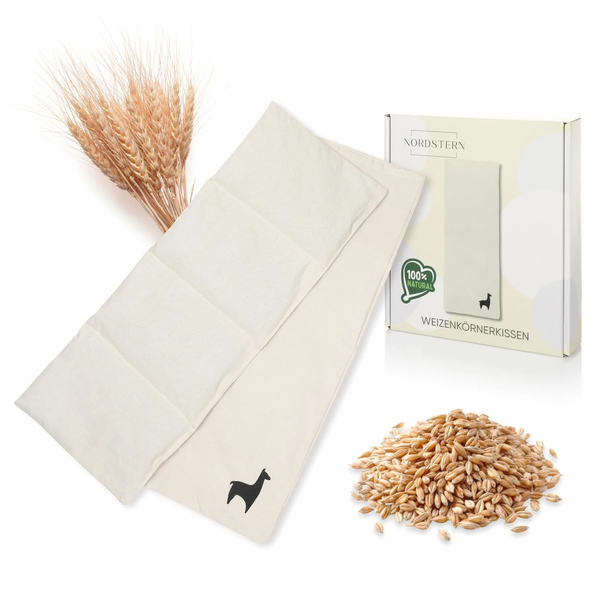 Nordstern Coussin chauffant en grains de blé 20 x 53 cm avec housse coton