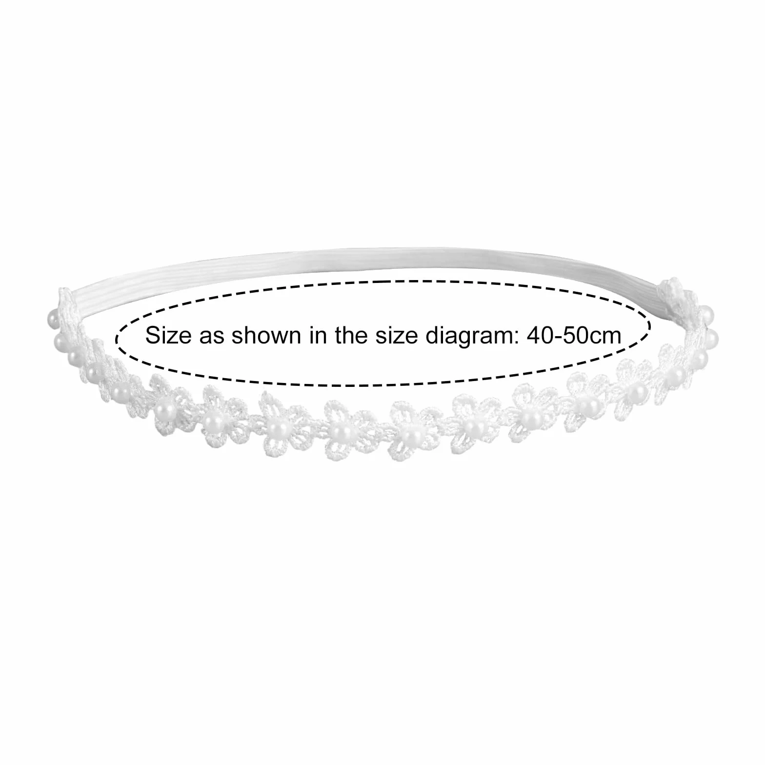 Bandeau Baptême Dentelle Réglable Blanc Perles Fleurs Accessoires Cheveux Filles Bébés