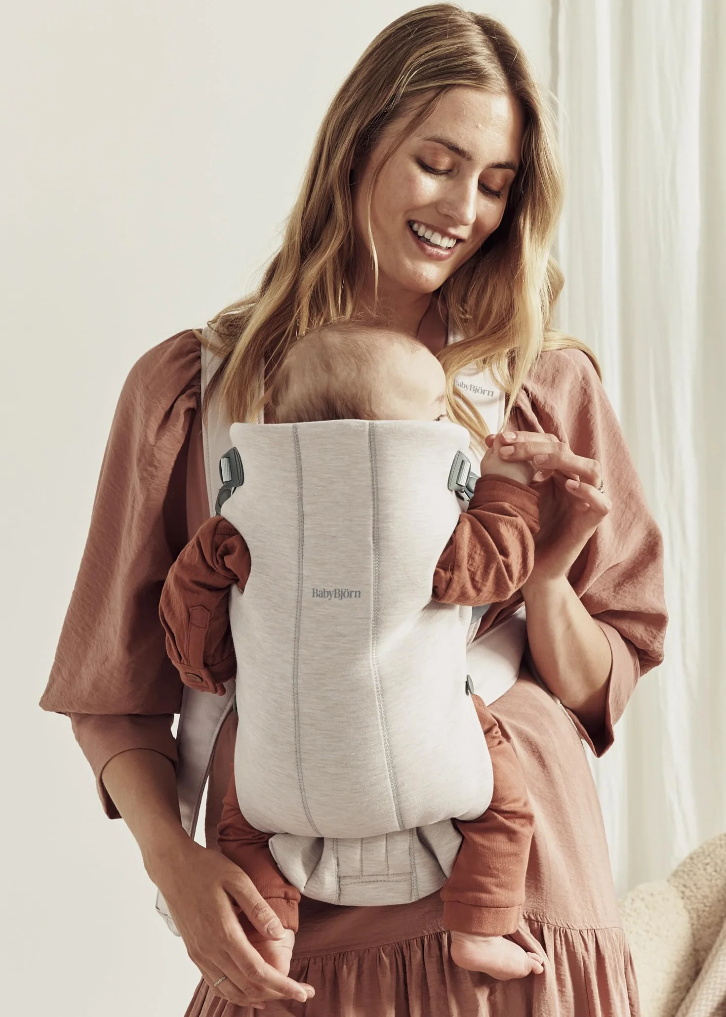 BabyBjörn Porte-bébé Mini Jersey 3D Beige clair