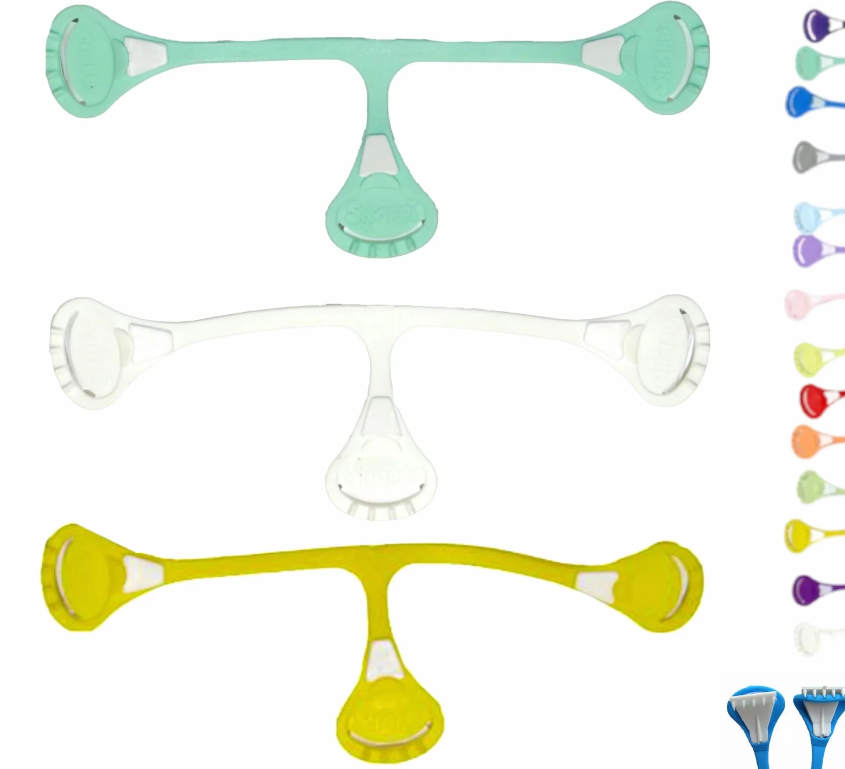 Snappi Attaches pour langes pré-pliés en mousseline Lot de 3 Taille 1 vert clair turquoise blanc jaune