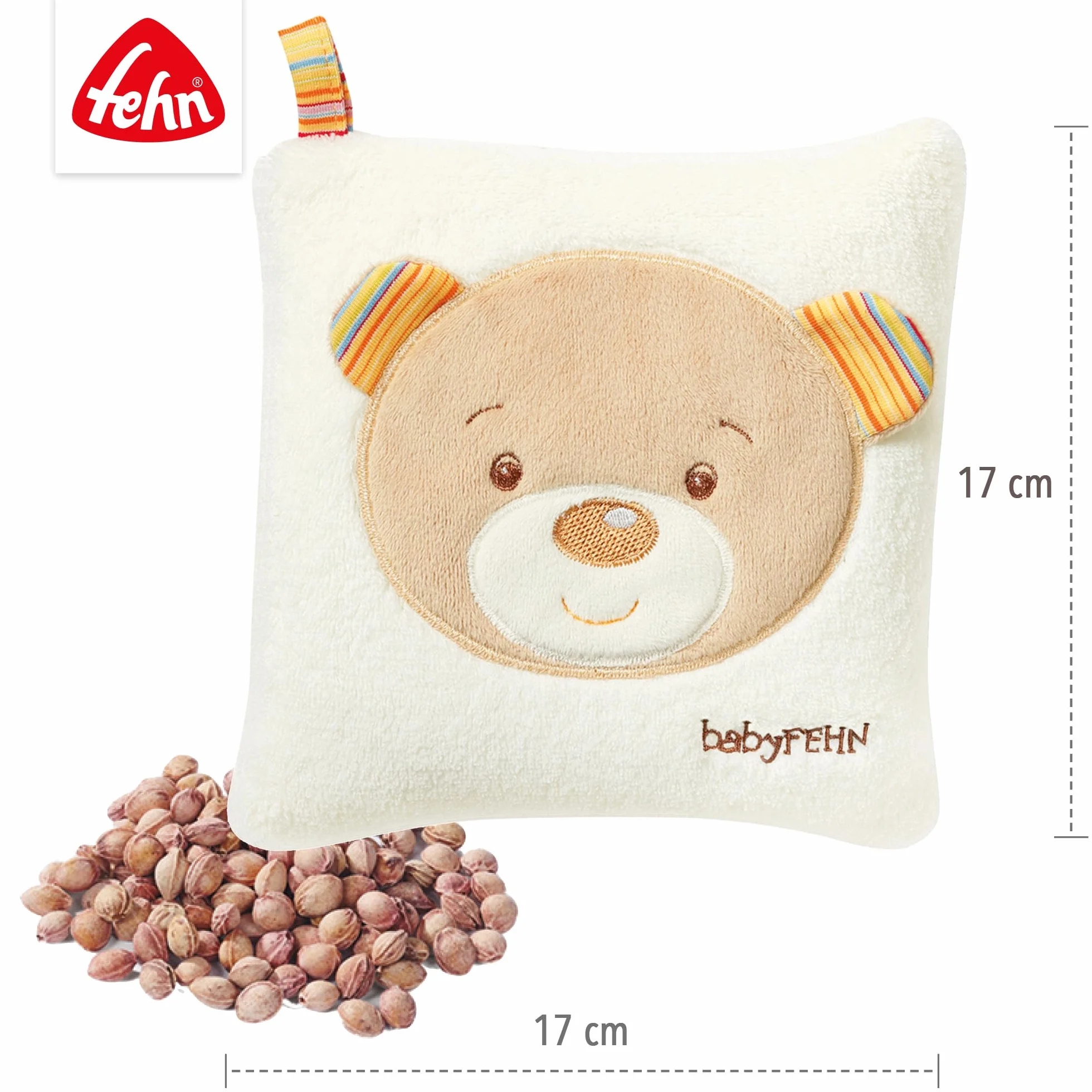 Fehn Coussin de noyaux de cerise ours - Sac chaud et froid amovible pour bébés 0 mois+