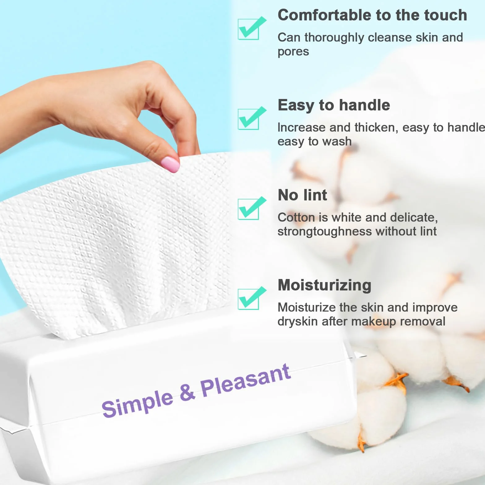 Serviettes Jetables Visage Coton Lingettes Sèches Utilisation Humide Sèche Peaux Sensibles Bébé Démaquillantes Soin Voyage 2 Paquets