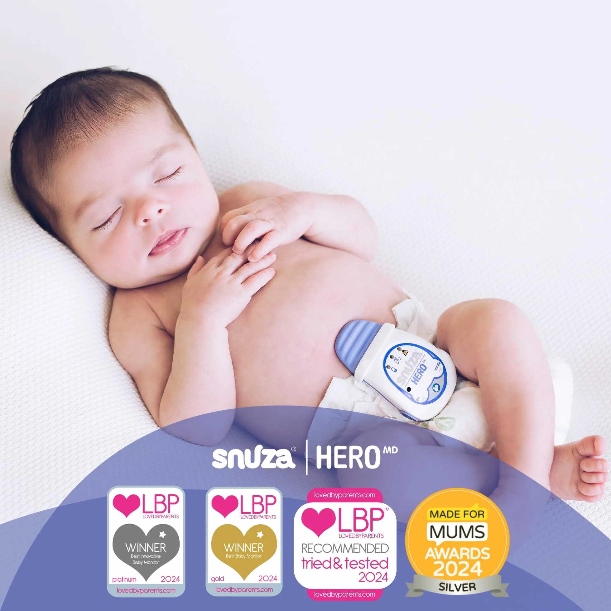 Snuza Hero MD Moniteur bébé avec alarme et notification sans fil portable