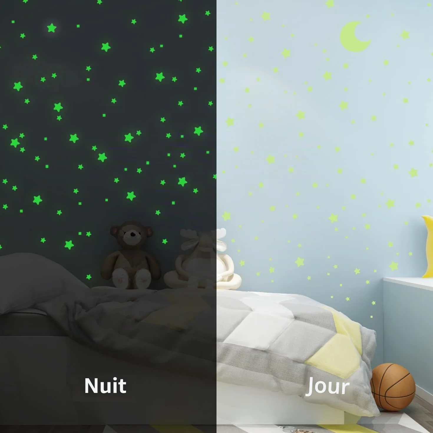Étoiles Phosphorescentes Lumineux 455 Autocollants Fluorescent Stickers Phosphorescents Plafond Muraux Décoration Chambres Enfants