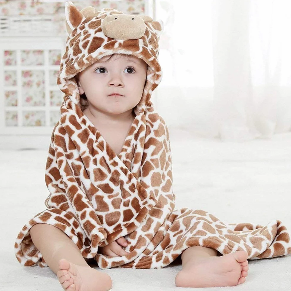 Serviette à Capuche pour Bébé Couverture de Flanelle Douce Peignoir Conception Animaux Poncho Bébés Garçons Filles