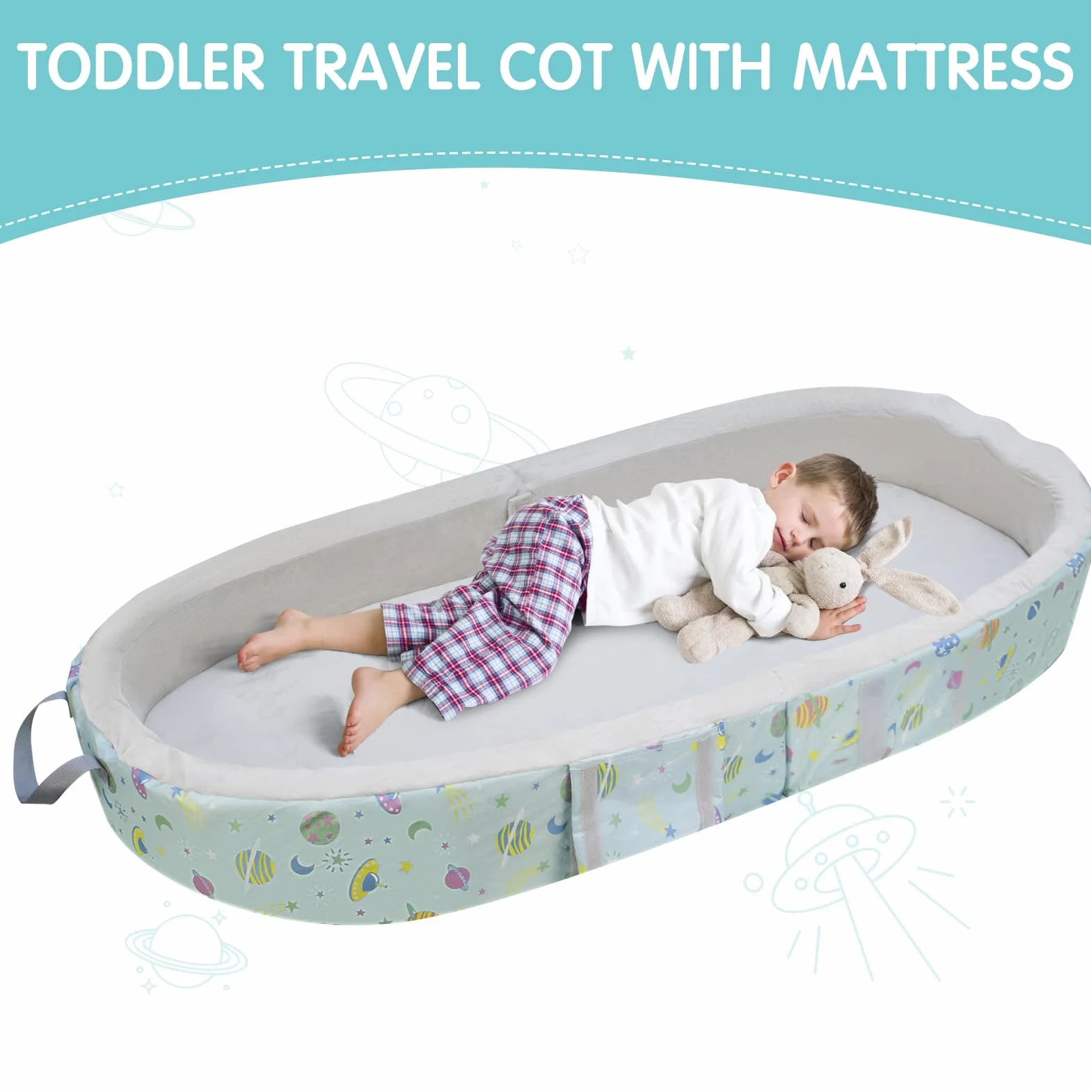 Lit de Voyage Portable Imperméable Pliable pour Enfant avec Matelas et Drap Lavable