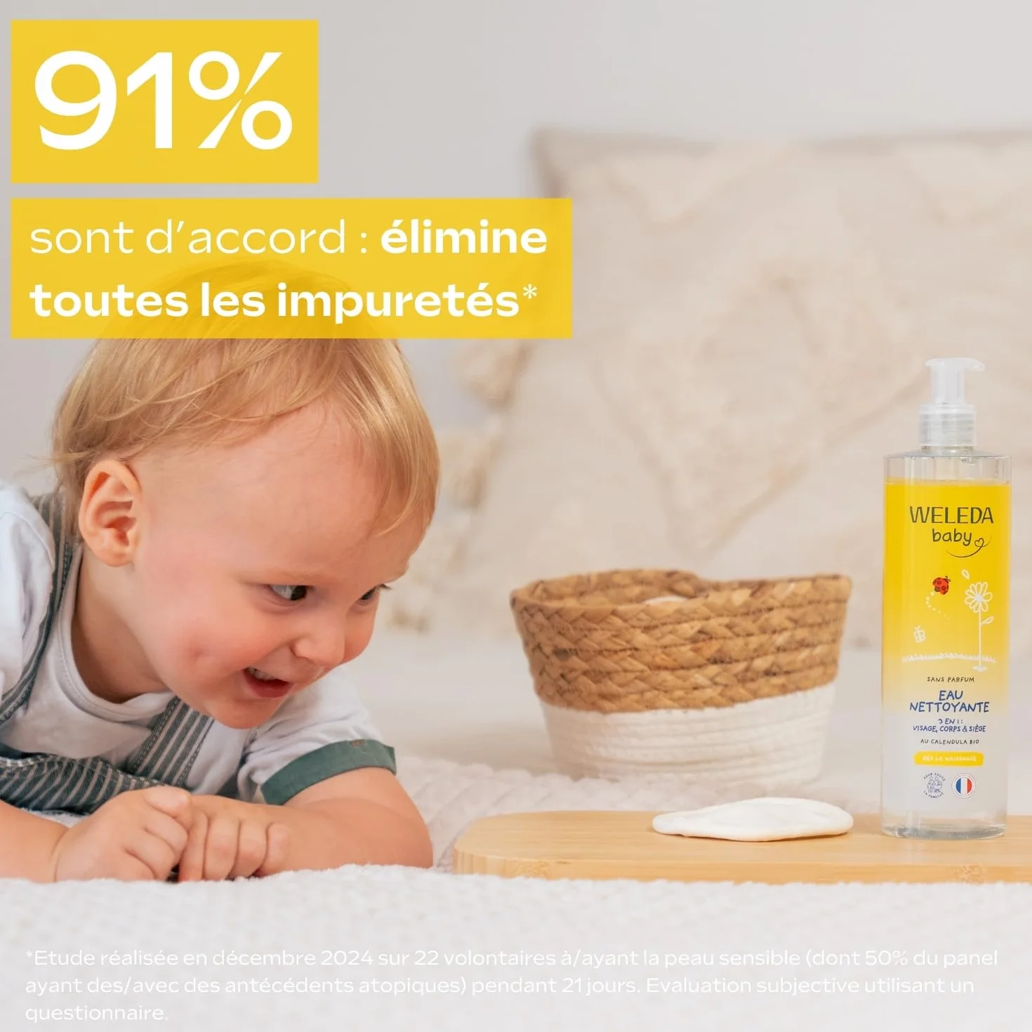 WELEDA Eau nettoyante au Calendula sans parfum 400 ml pour bébés et jeunes enfants