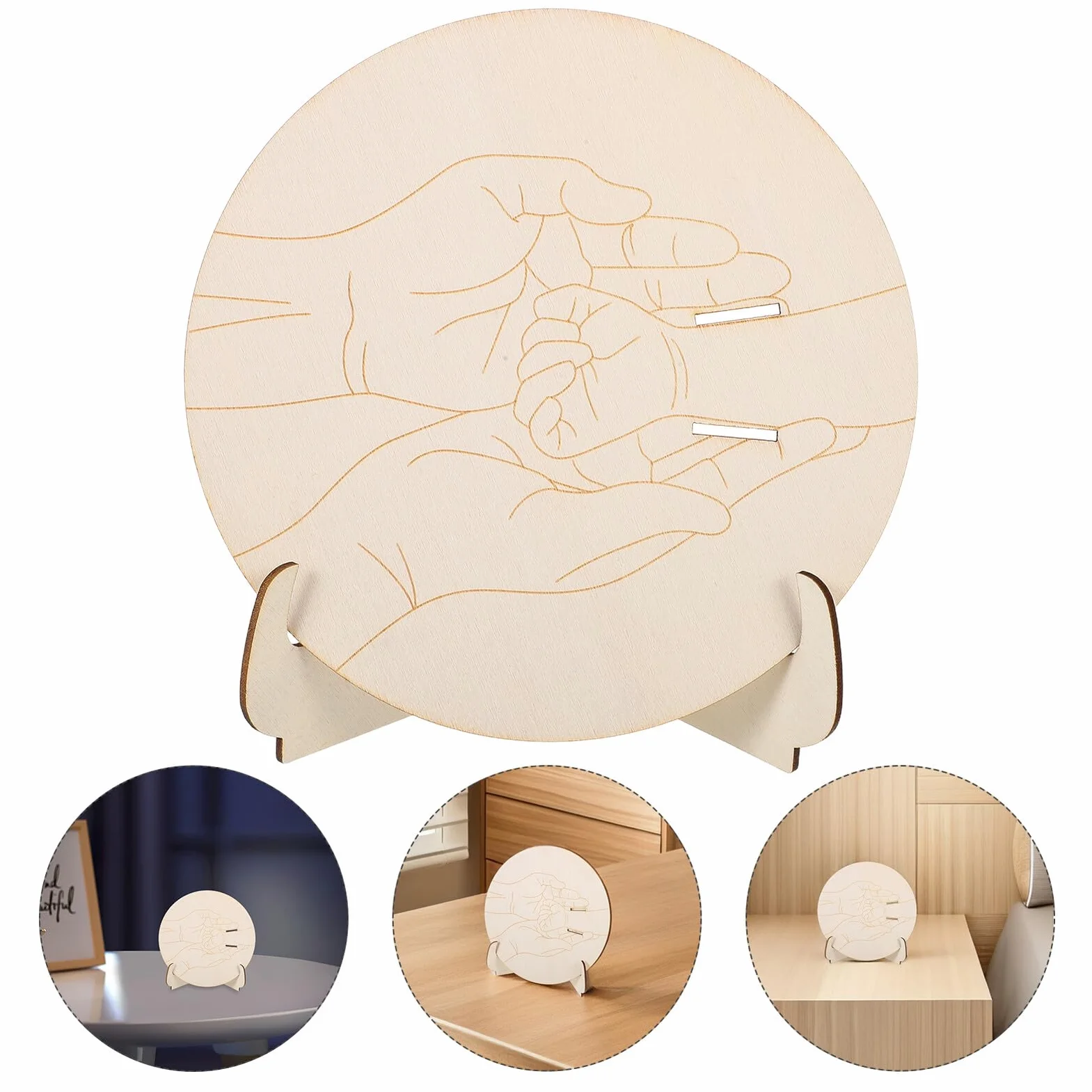 SUPVOX Porte-Bracelet Naissance en Bois avec Plaque Ronde Gravée pour Bébé Fille Cadeau Baptême