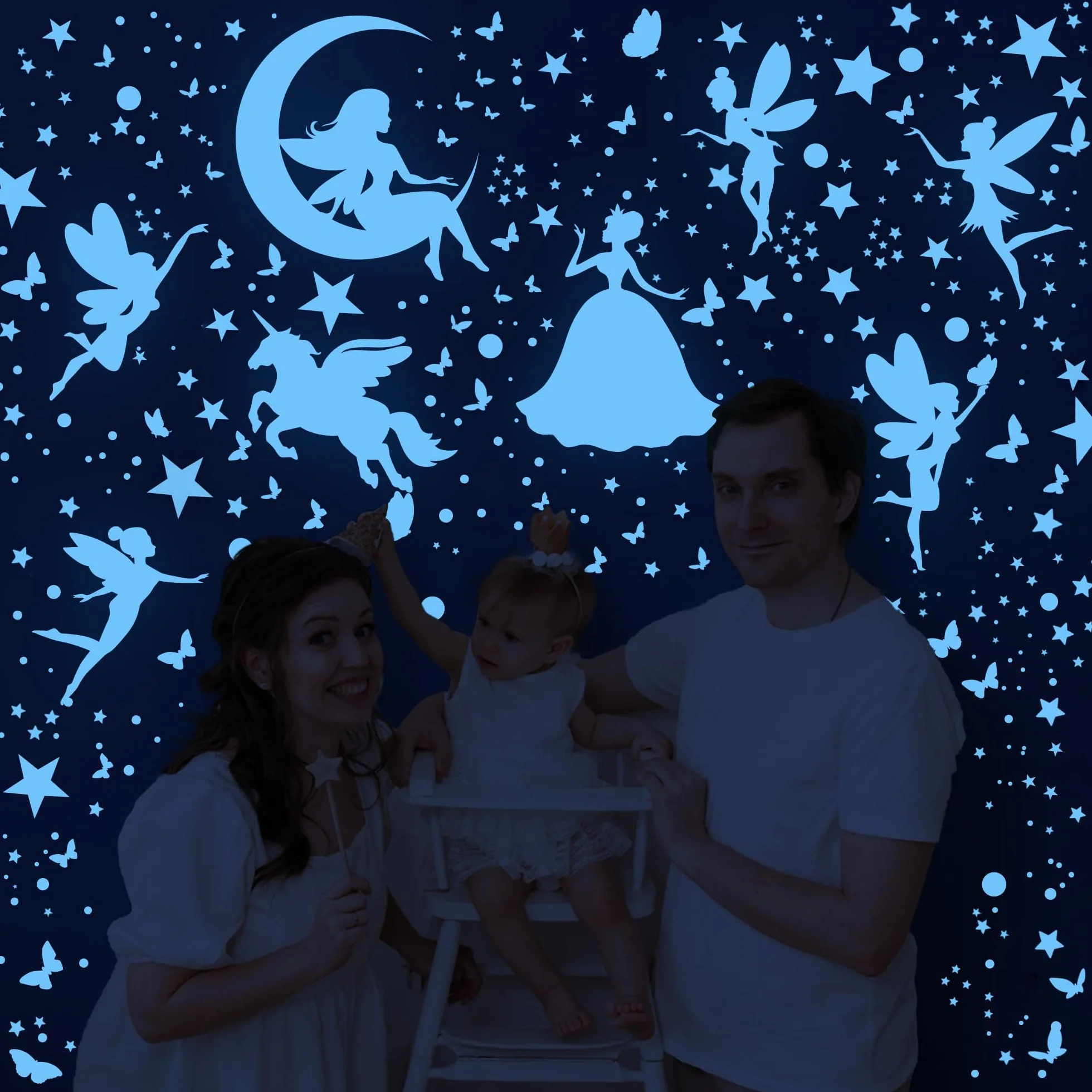 Autocollants Muraux Phosphorescents Fée Étoiles 470 Pièces Décoration Chambre Enfant