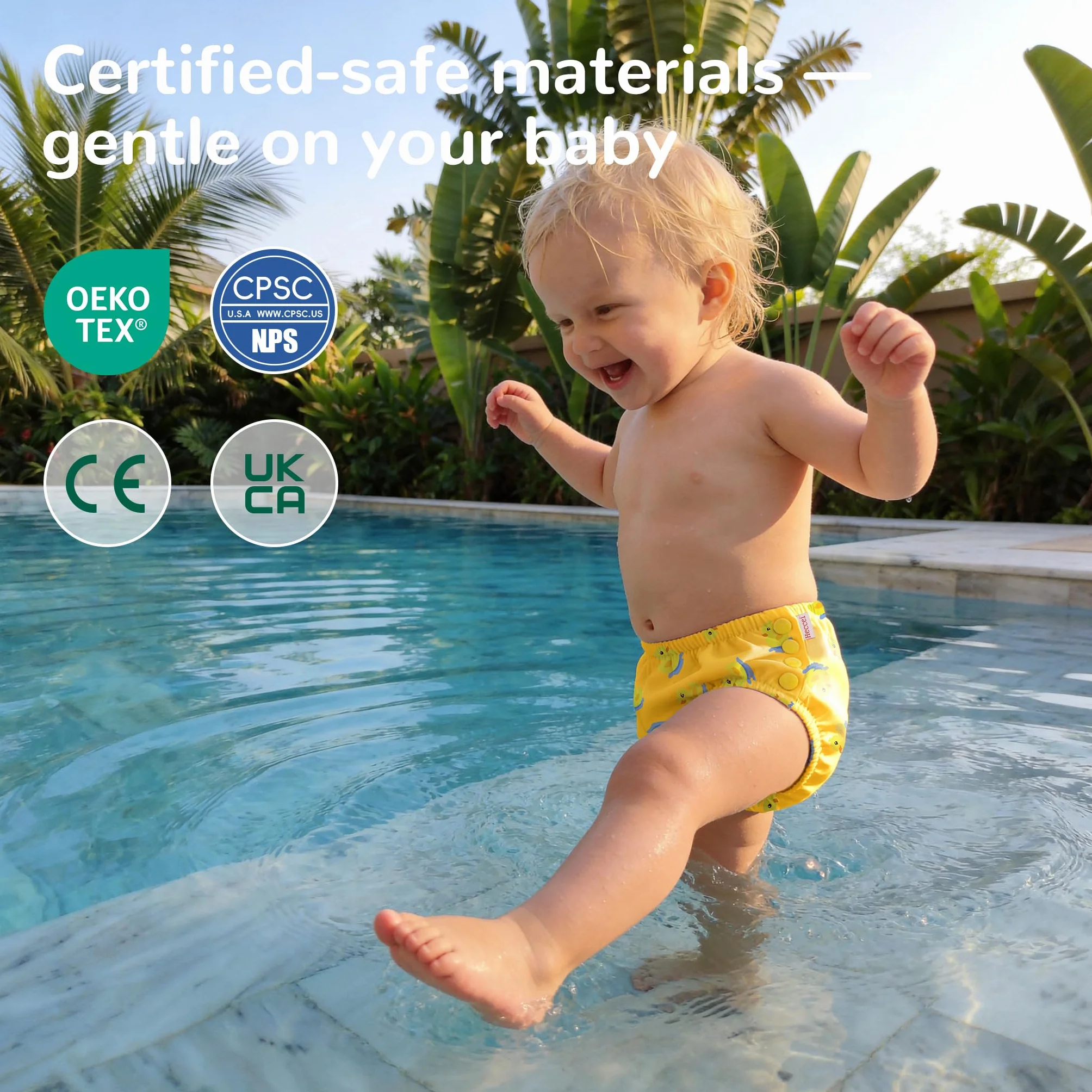 HECCEI Couche de bain réutilisable bébé taille réglable 18-24 mois motif canard