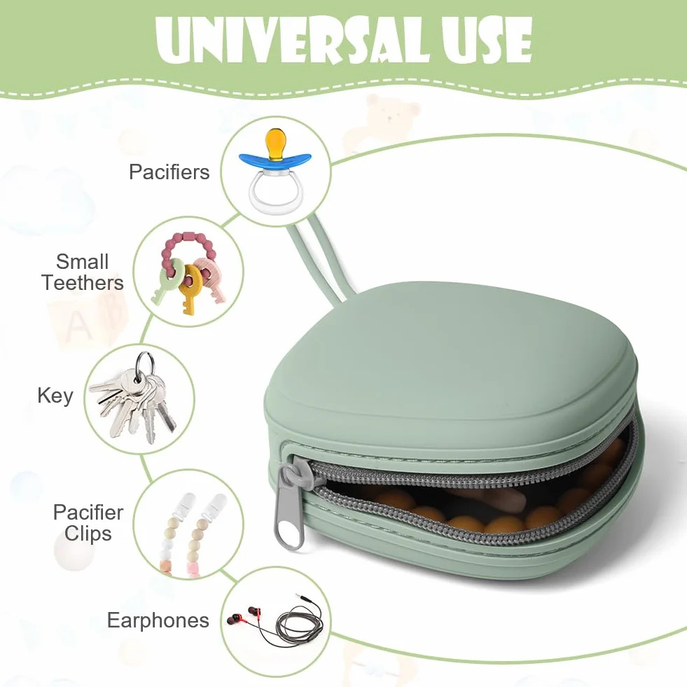 Boite a Sucette Bebe en Silicone Impermeable Sans BPA pour Voyage (Vert)