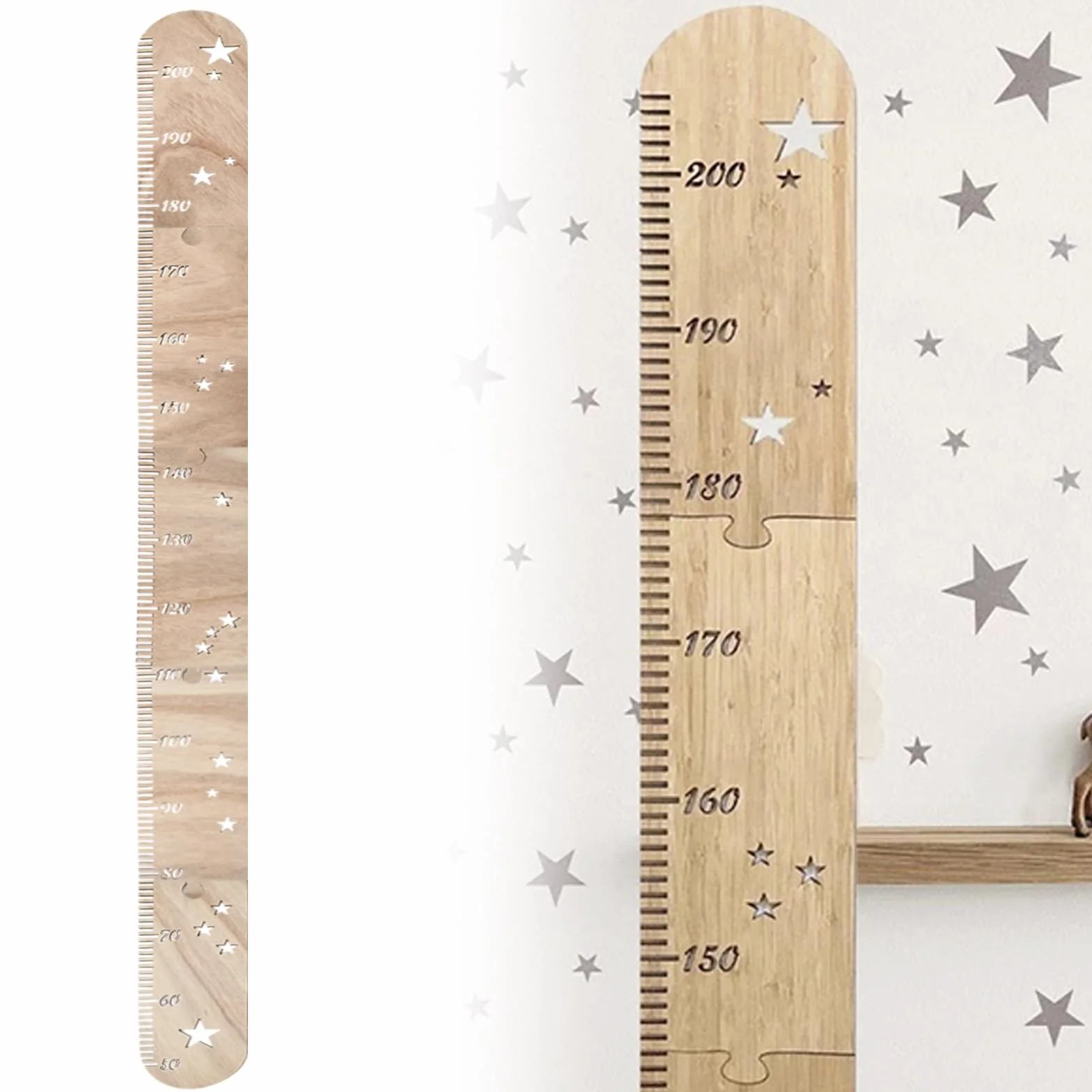 Toise Murale en Bois pour Enfants, Règle à Mesurer Amovible Décoration Murale Bébé