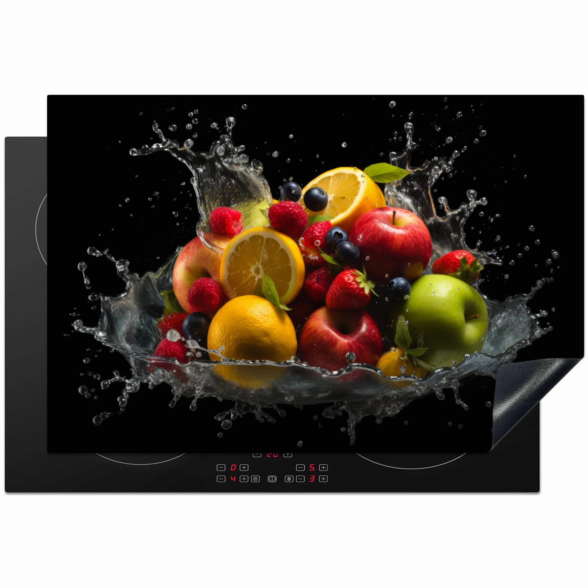 KitchenYeah Protège Plaque Induction 78x52 cm Décoration Cuisine Protection Plan de Travail Rouge