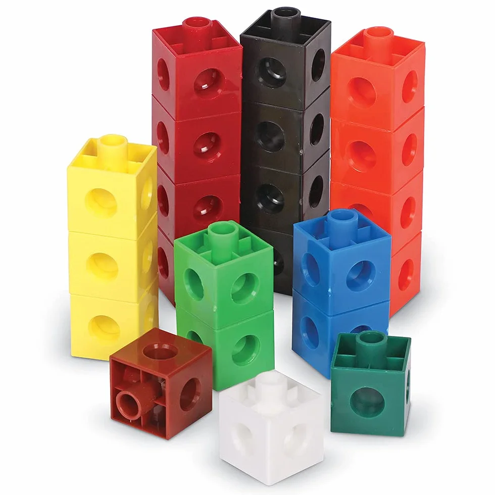 Learning Resources Cubes Éducatifs 100 Pièces Emboîtables 2 cm 10 Couleurs Montessori Mathématiques