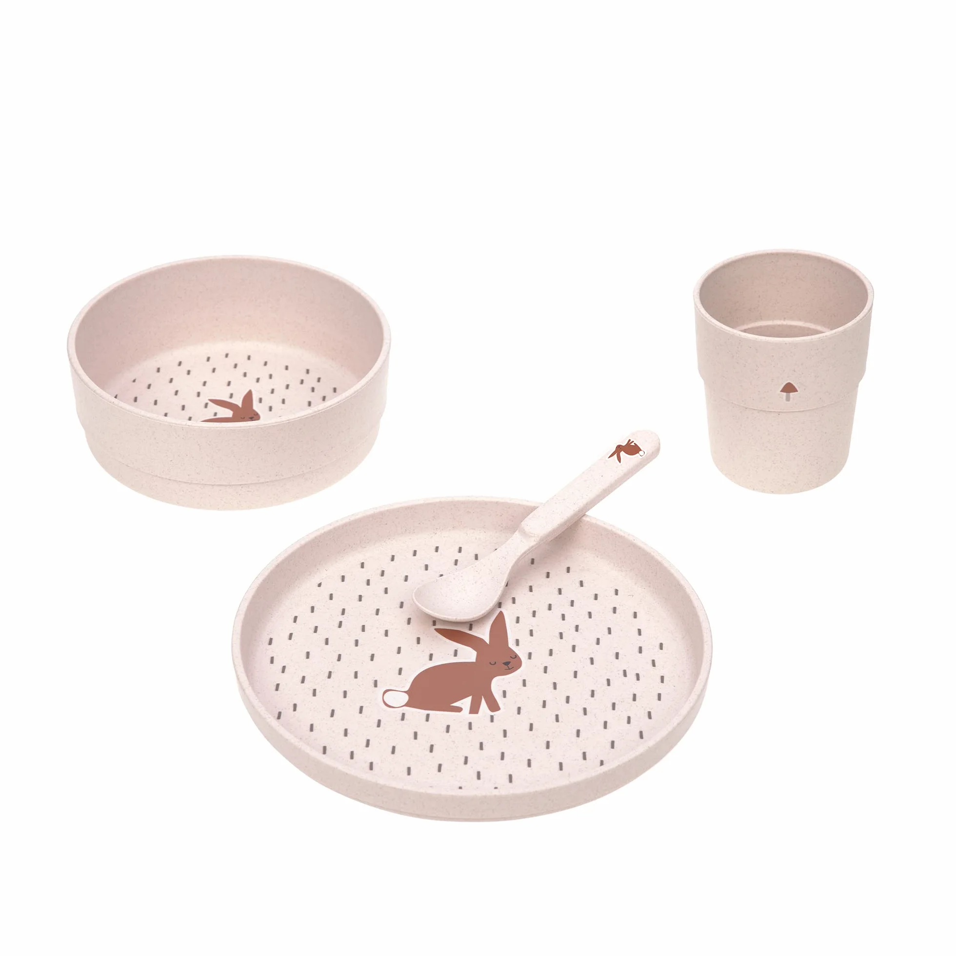 LÄSSIG Set de vaisselle enfants sans mélamine BPA Little Forest Rabbit lave-vaisselle micro-ondes