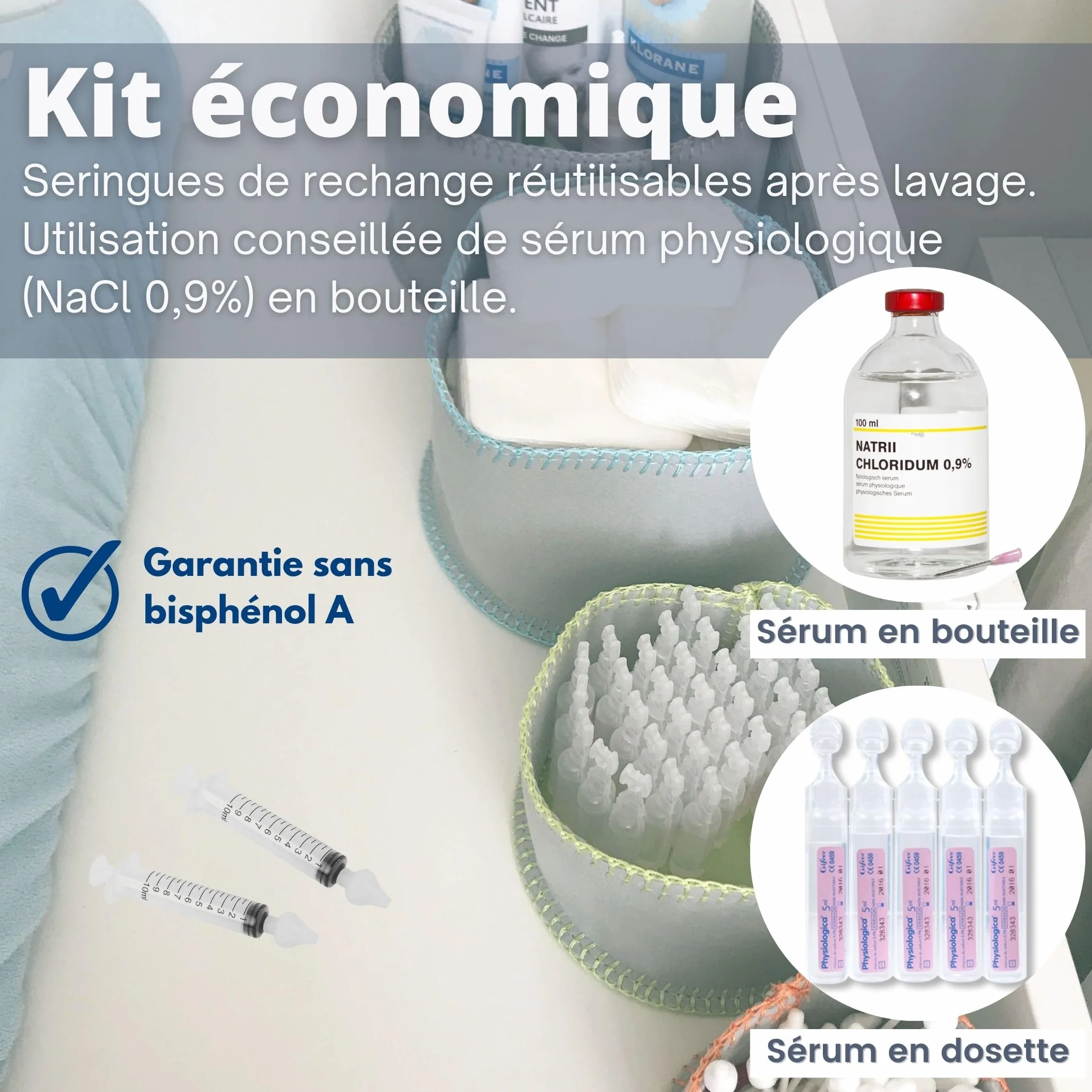 ABBICARE Seringue nasale bebe 10ml sans BPA Kit 4 seringues embouts silicone soin nasal