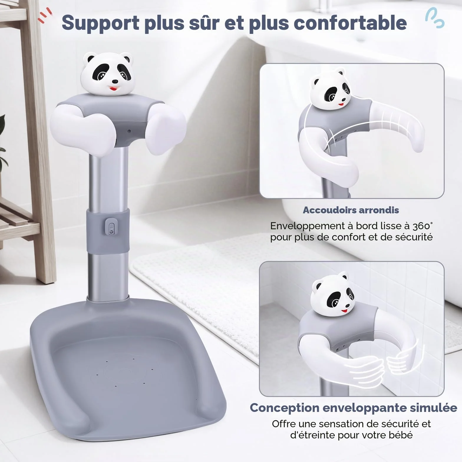 Bebe Debout Support de Bain Bébé Base Antidérapante Anti-pincement Tour Baignoire Réglable