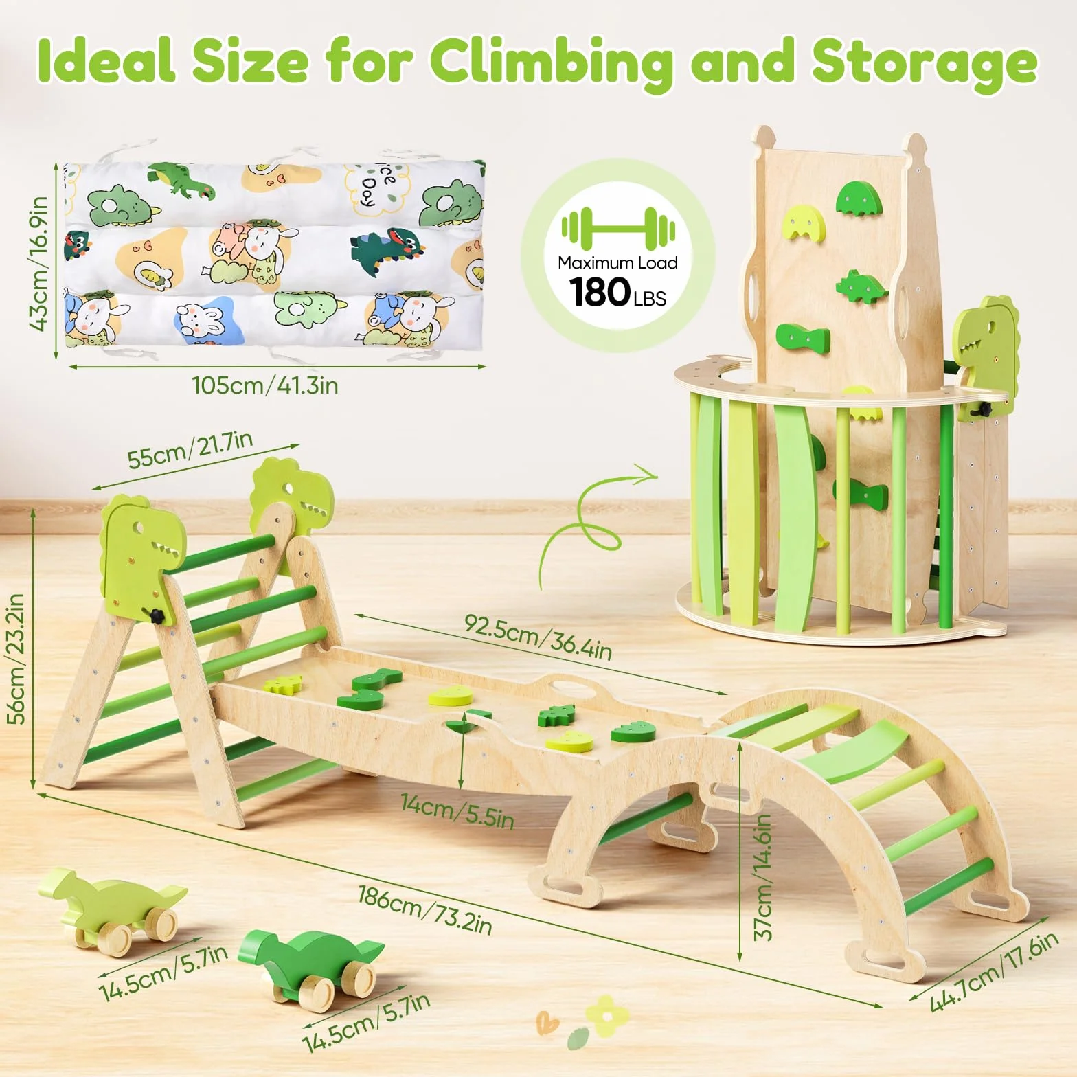 Parcours motricité Enfant 9 en 1, Structure d'escalade pour bébé Montessori, Ensemble d'escalade d'intérieur avec Coussin Doux Lavable
