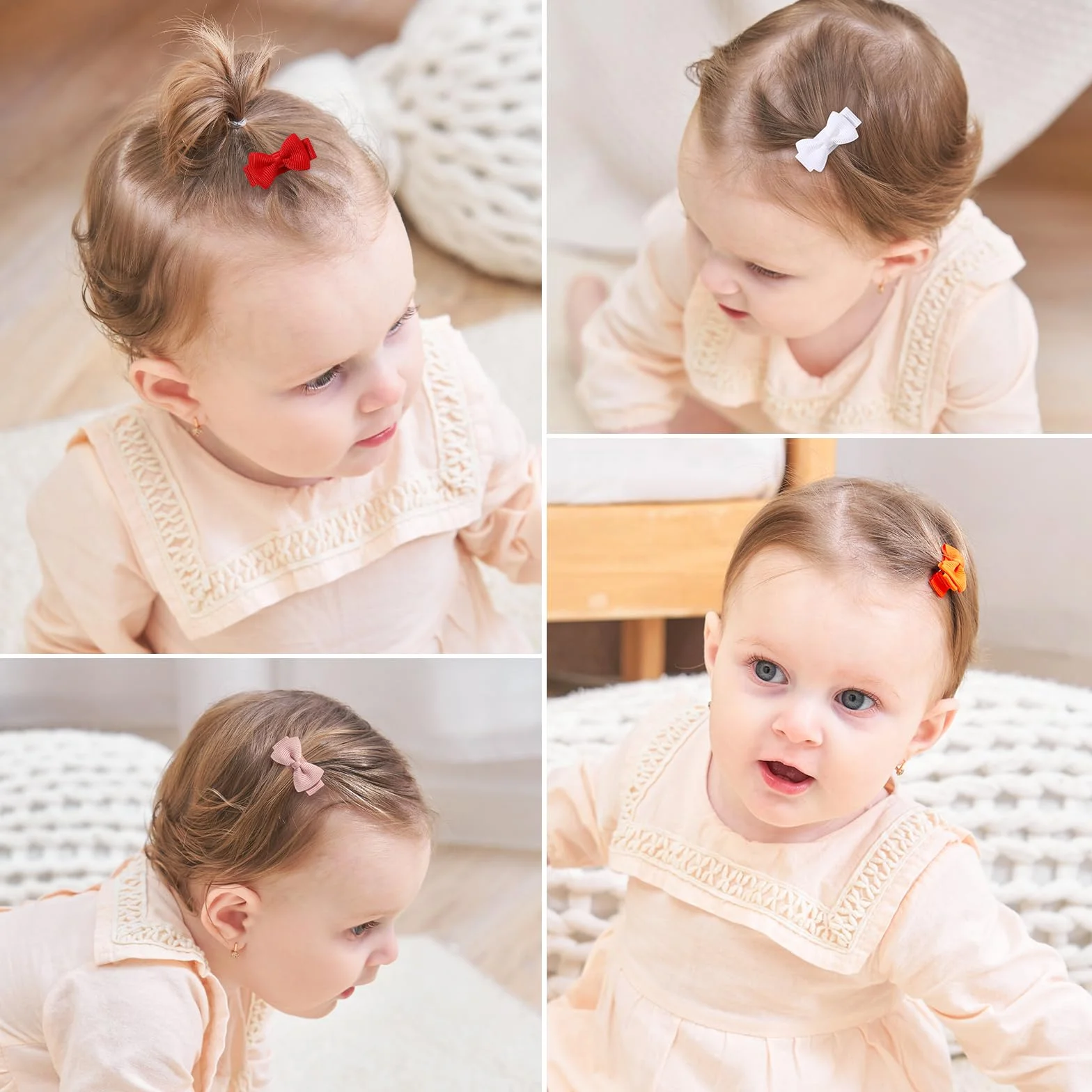 Choicbaby 40 Pièces Barrettes Cheveux Fille, 1,2 Pouces (3 cm) Mini Clips à Cheveux avec Arc