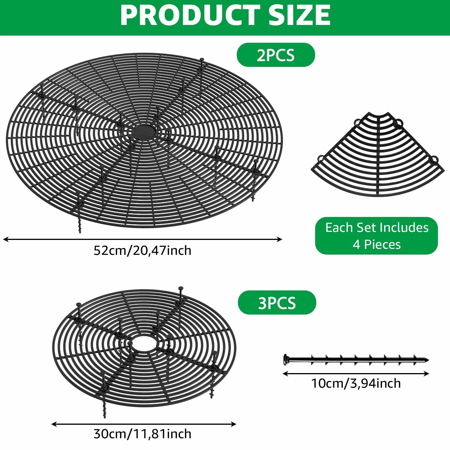 Lot de 5 Grille pour Pot de Fleurs - 30cm + 52cm - Couvercle de Protection des Plantes - Anti-Chat et Sécurité Enfant - Noir