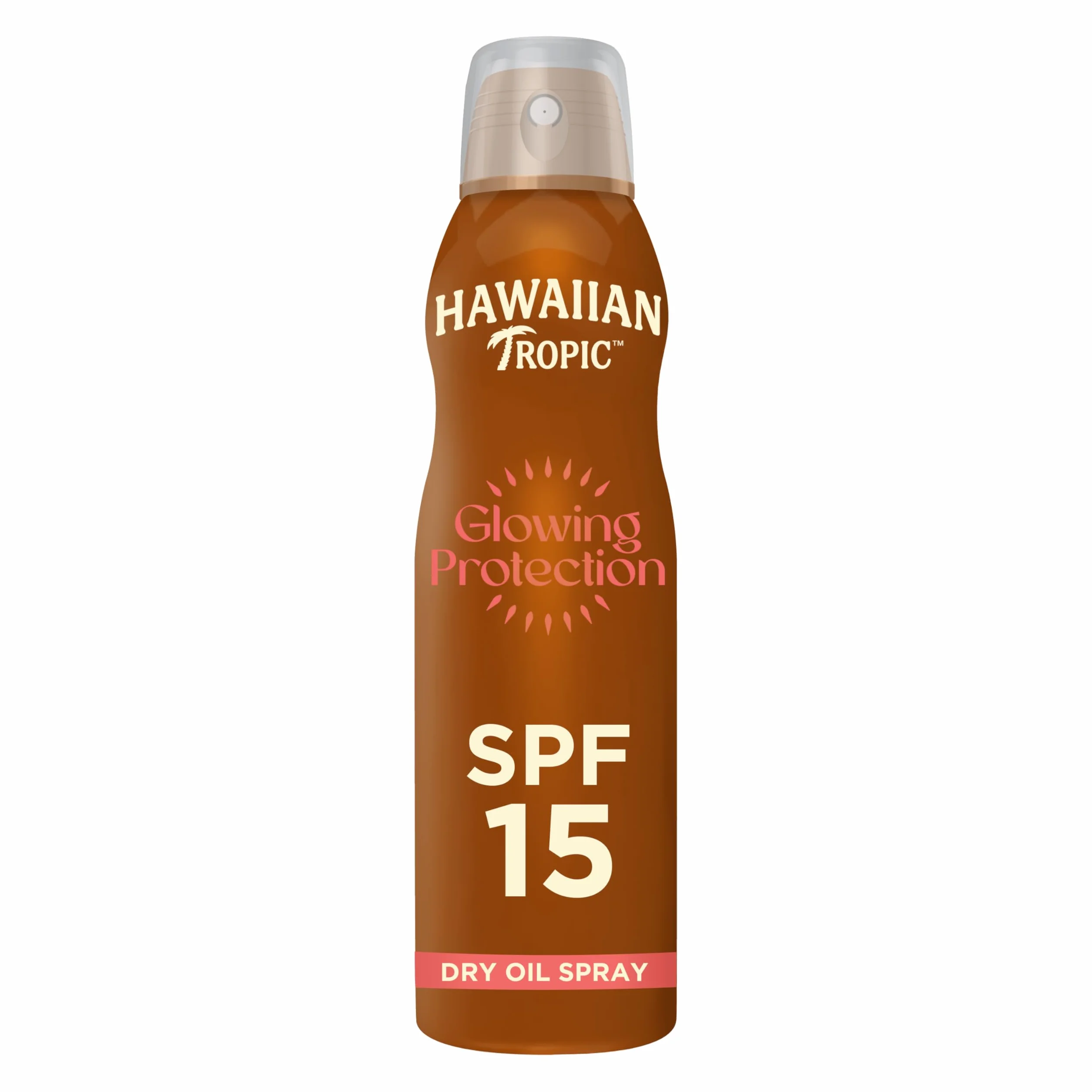 Hawaiian Tropic Brume huile sèche Glowing Protection SPF 15 UVA UVB Écran solaire en spray 177 ml