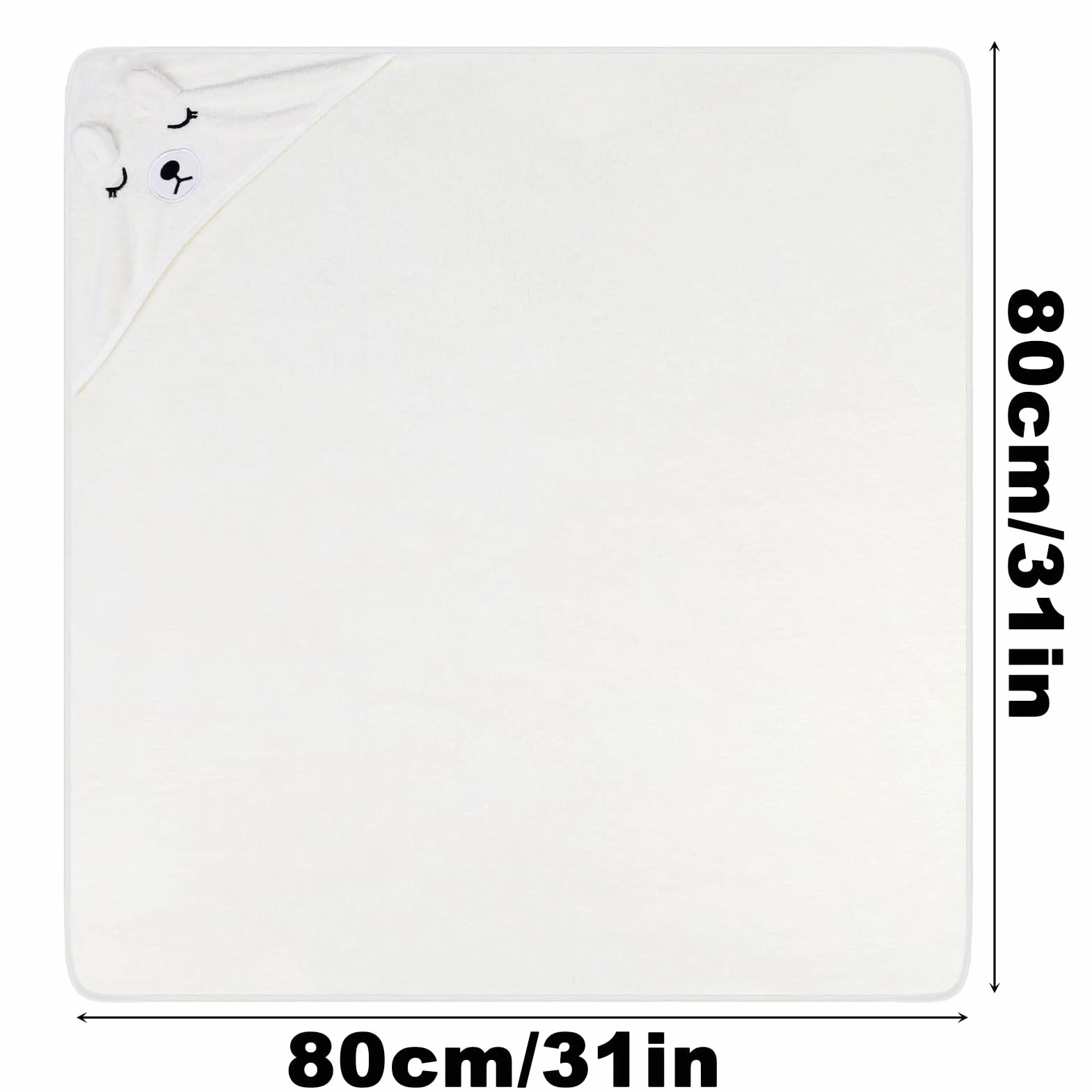 Serviette de bain à capuche pour bébé 80 x 80 cm polaire corail blanc