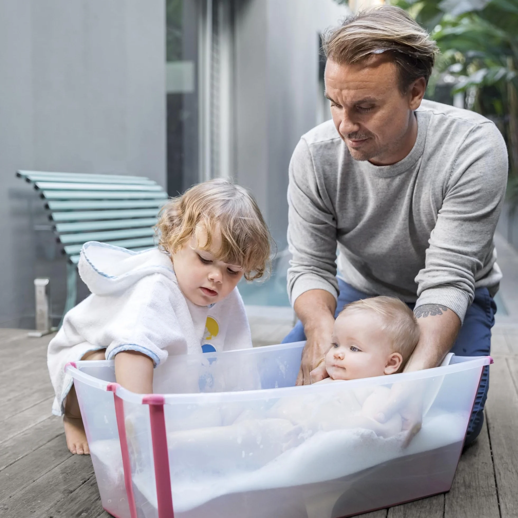 Stokke Flexi Bath Support pour nouveau-nés Blanc - Pour baignoire bébé pliable, léger et sûr jusqu'à 8 mois