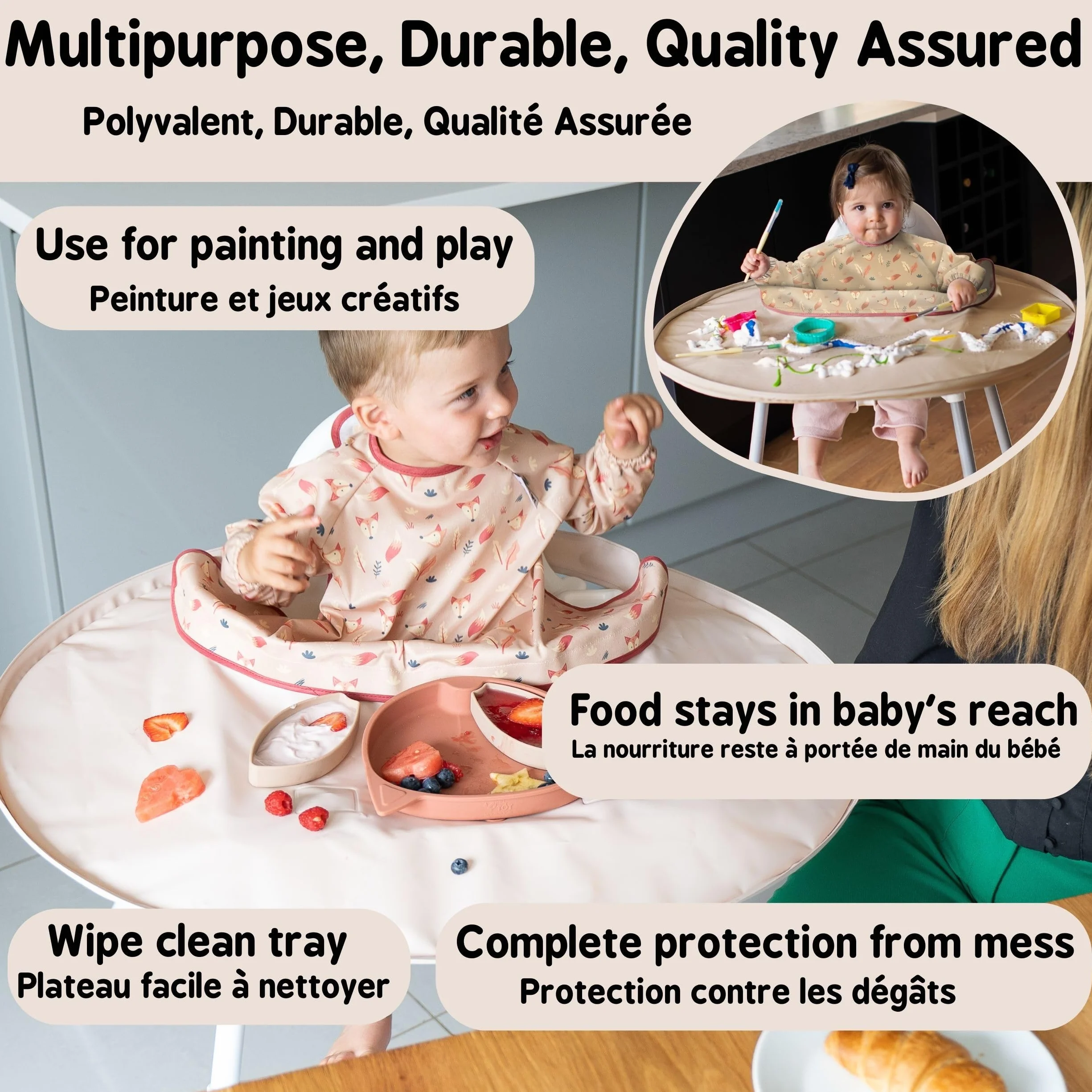 Tidy Tot®™ Kit Bavoir et Plateau Repas Bébé Anti-Gaspillage DME Diversification Alimentaire