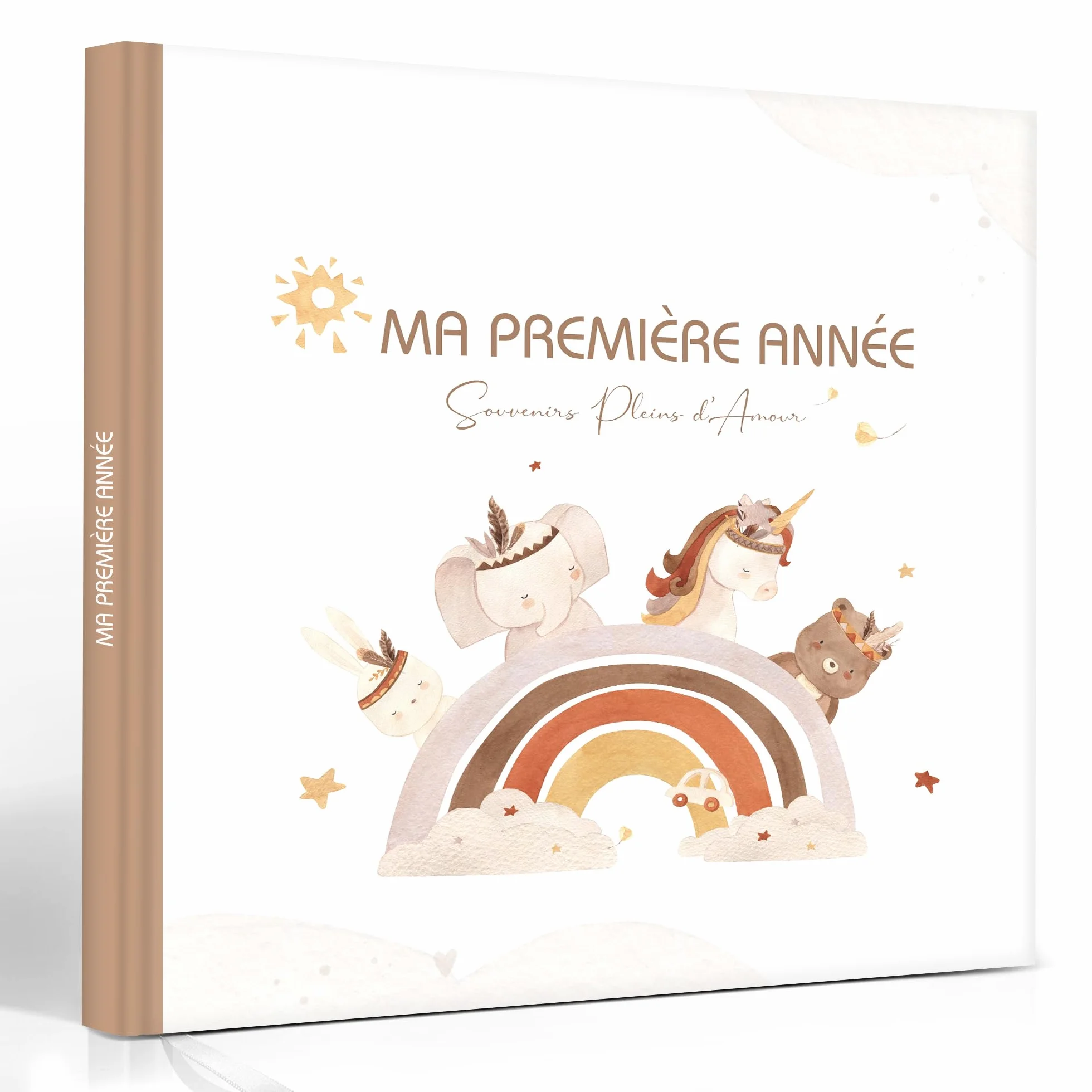 Hyggartn Livre de Naissance Album Photo Bébé 84 Pages Autocollants Journal Photos Textes Cadeau Baptême Fille Garçon