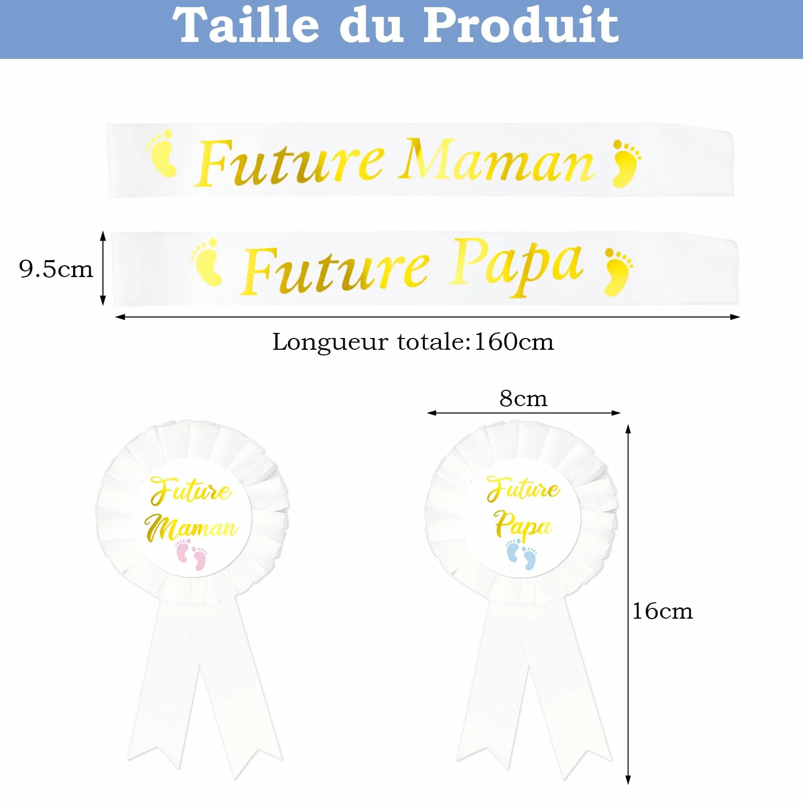 Écharpe Future Maman et Papa avec Épingle, Décoration Baby Shower Cadeau pour Futurs Parents