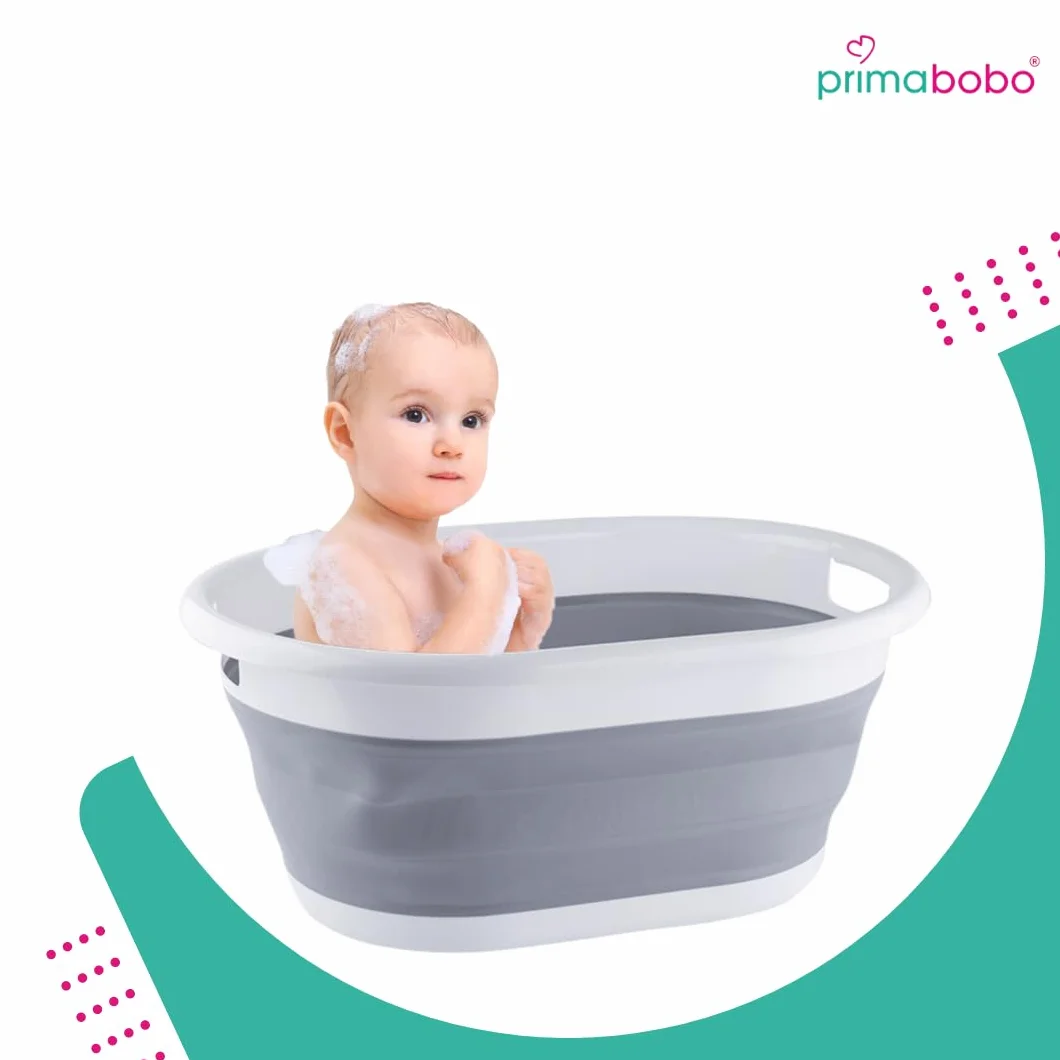 Primabobo Baignoire pliable pour bébé Grand bol Bac de lavage en plastique gris