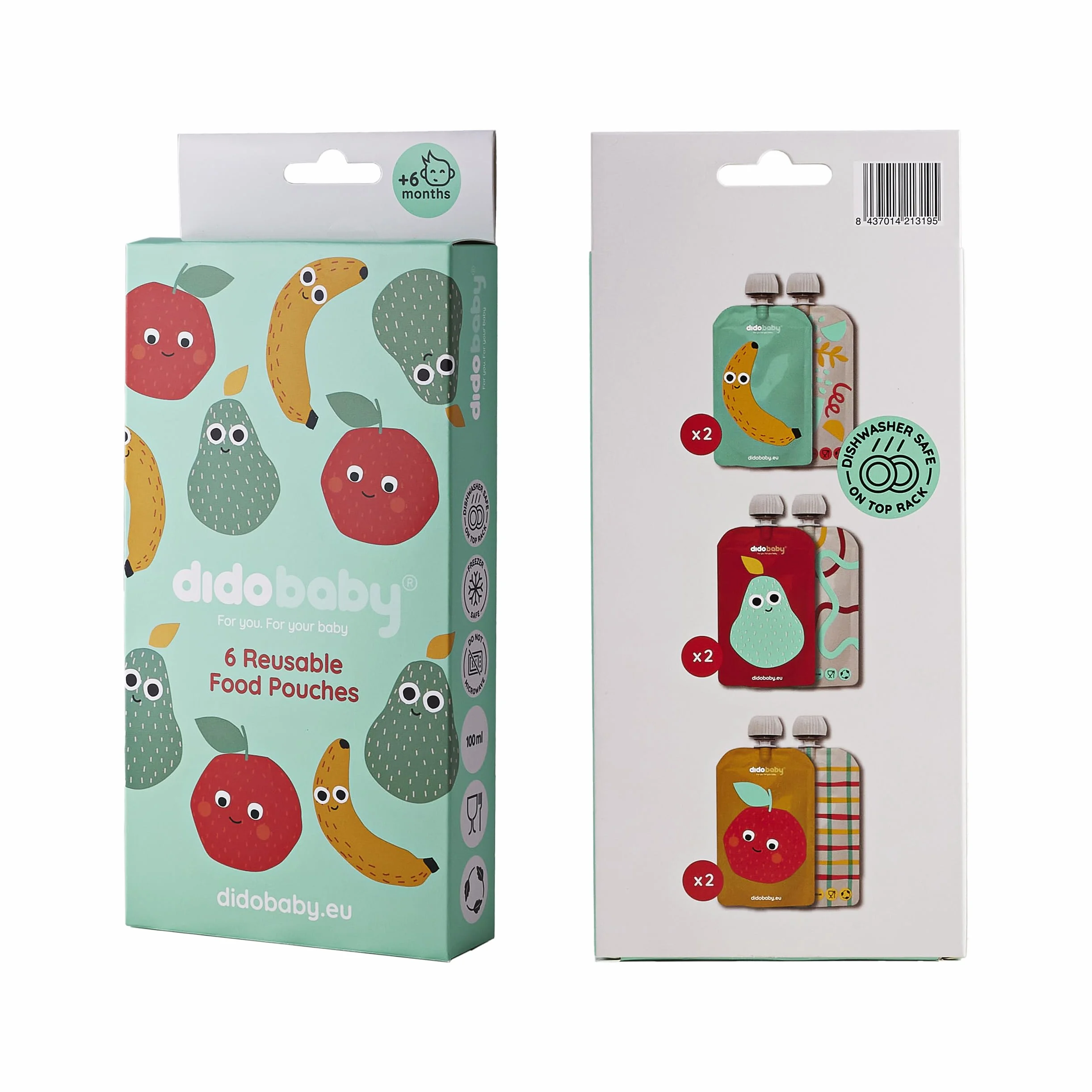 Gourdes Réutilisables Bébé Lot de 6 – Gourde Compote Rechargeable Sans BPA – Didobaby
