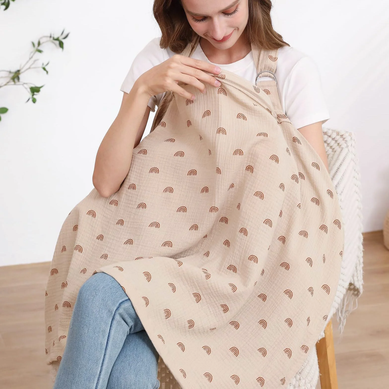 Foulard d'allaitement en mousseline, couverture pour maman et bébé, multicolore, taille L