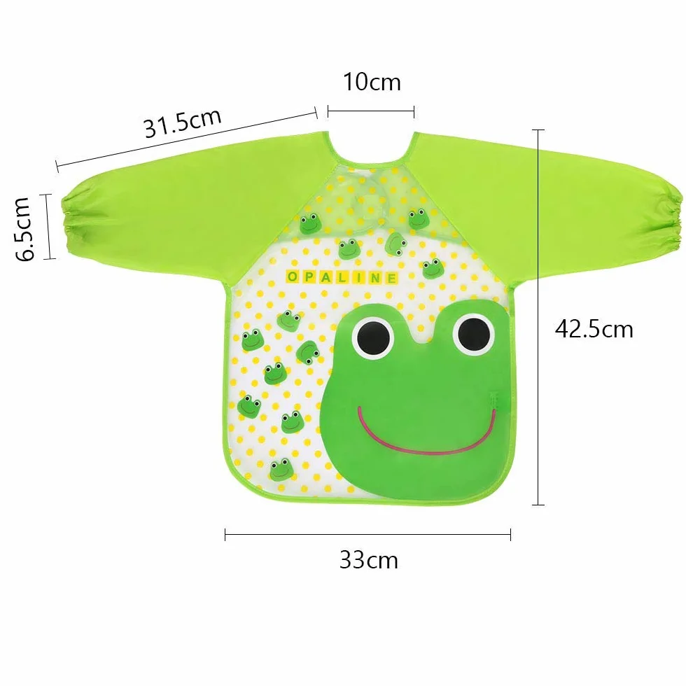 Vicloon Bavoirs à Manches Longues Imperméables 3pcs Enfant Bébé Tablier d'Alimentation Orange-Violet-Jaune