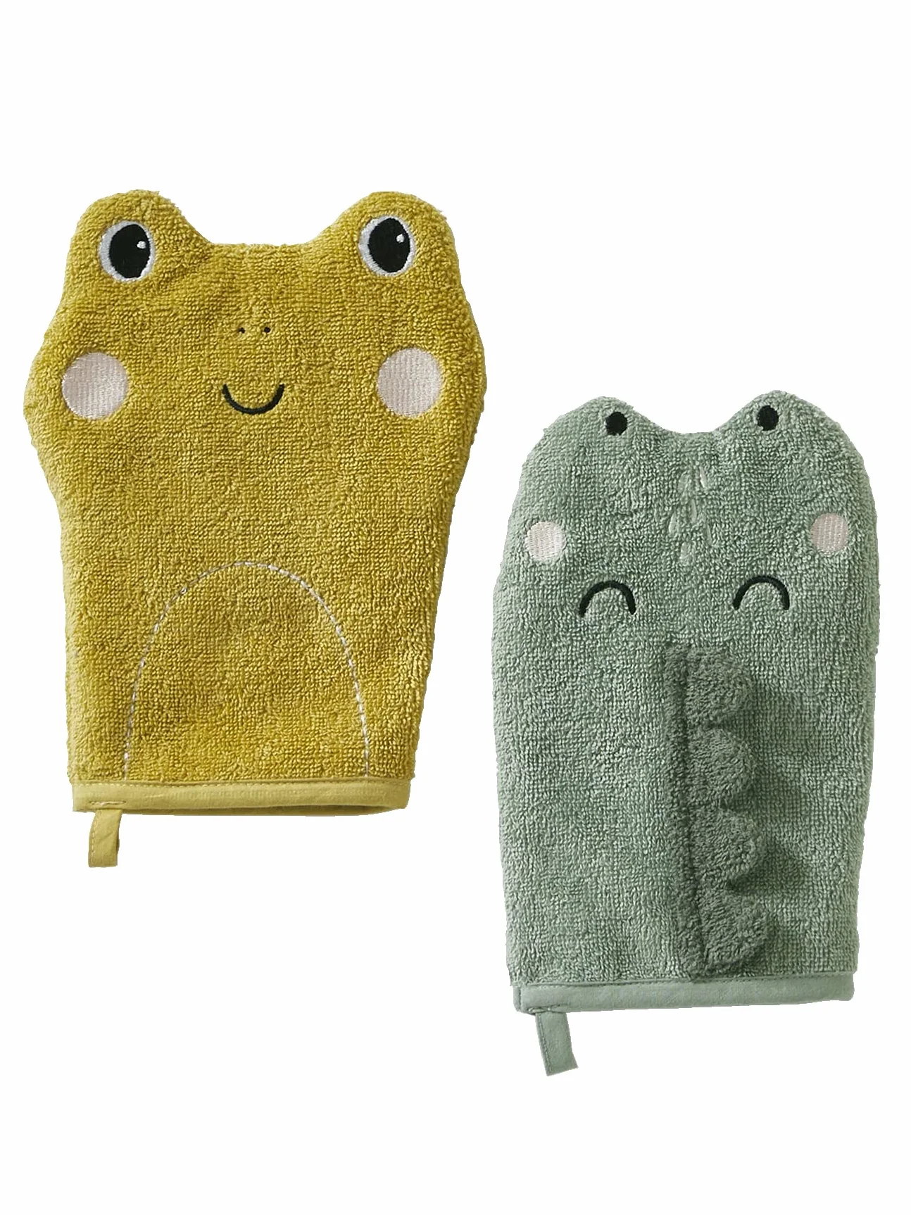 VERTBAUDET Lot de 2 gants de toilette Animorigolo vert sauge