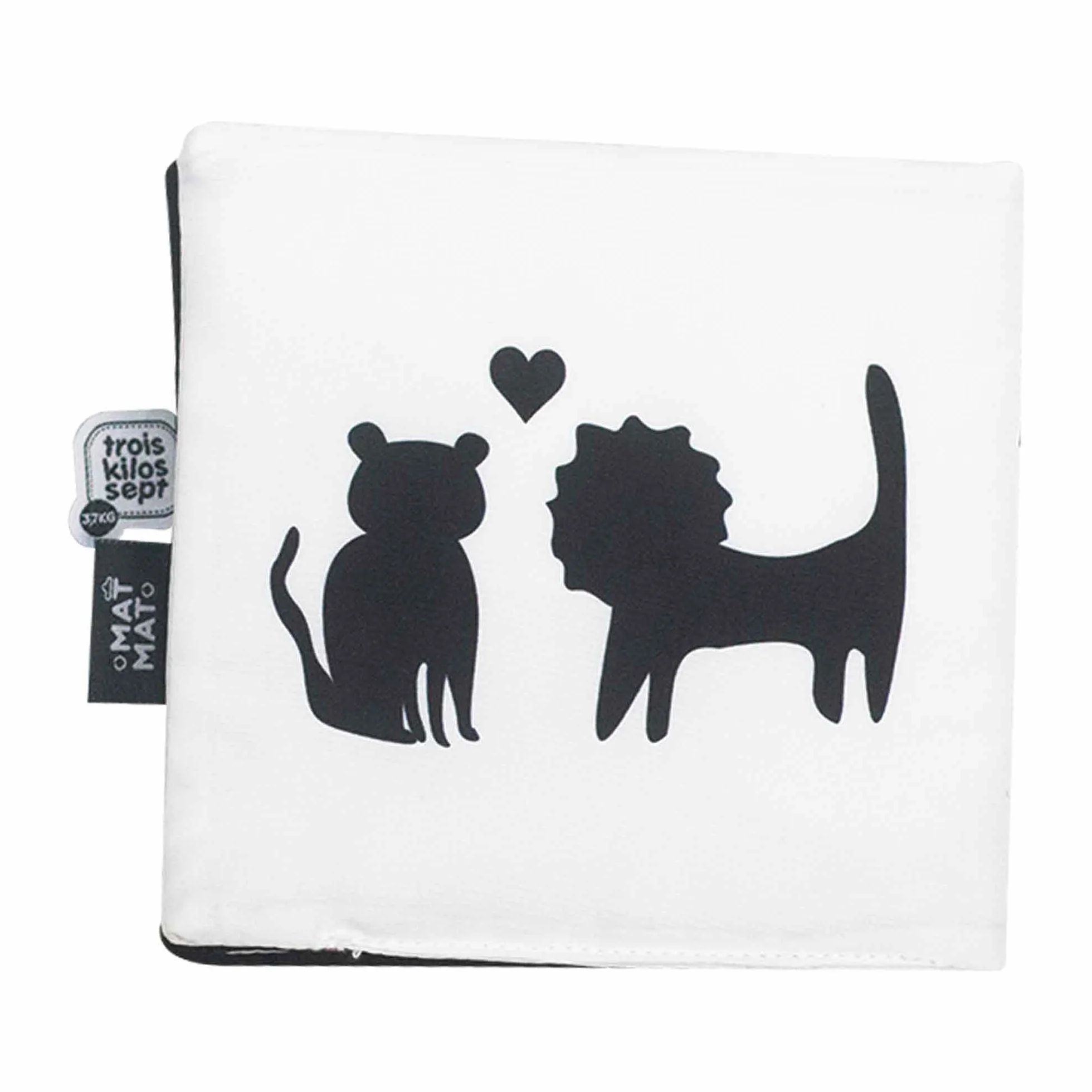 Livre d'éveil Noir et Blanc en Tissu pour bébé 15 cm x 15 cm